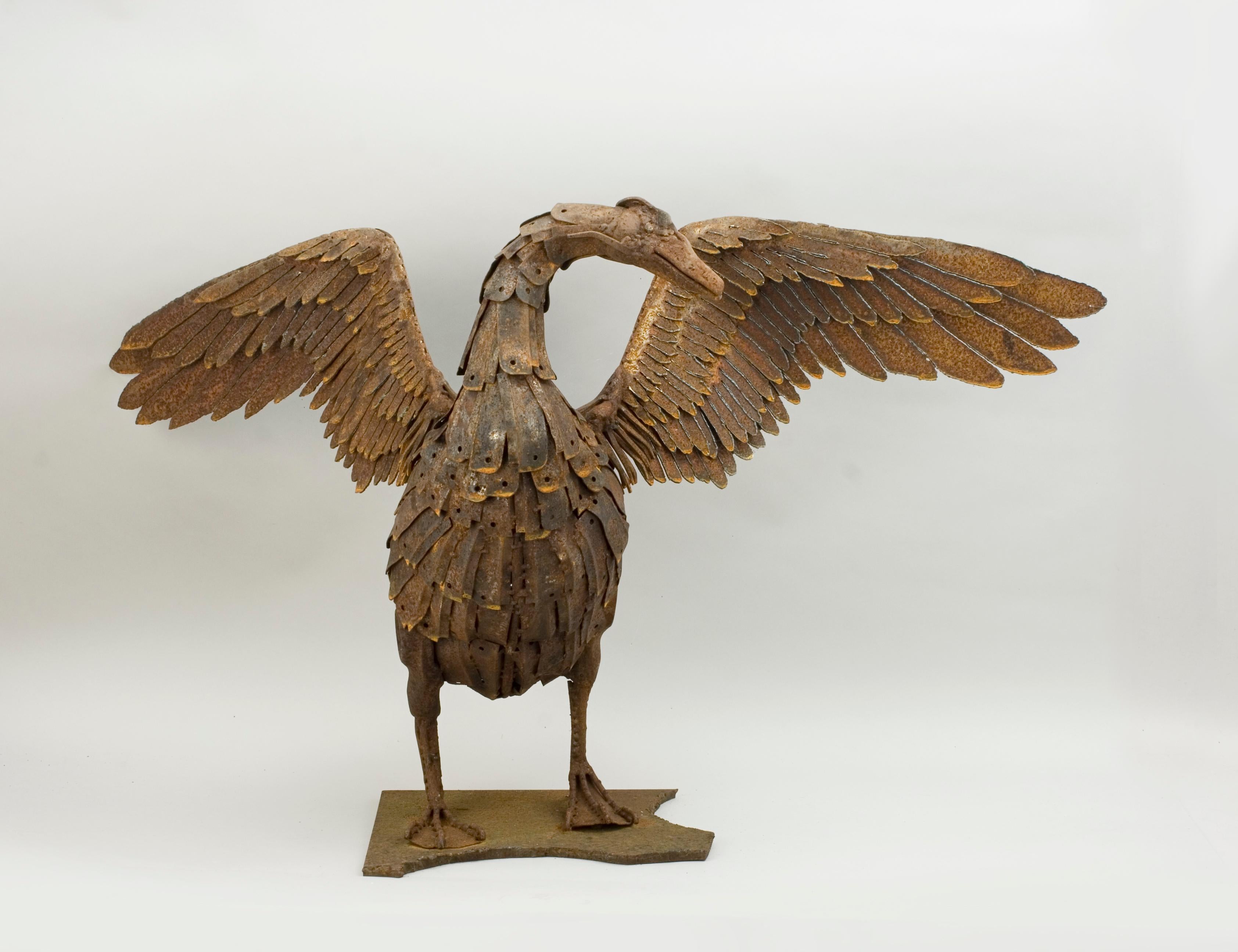 Contemporary metal goose sculpture.
A wonderful unique animal sculpture, ornament from Sophie Thompson of a goose with wings spread. This freestanding handmade metal ornament is fabricated from recycled metal and is suitable for indoor or outdoor