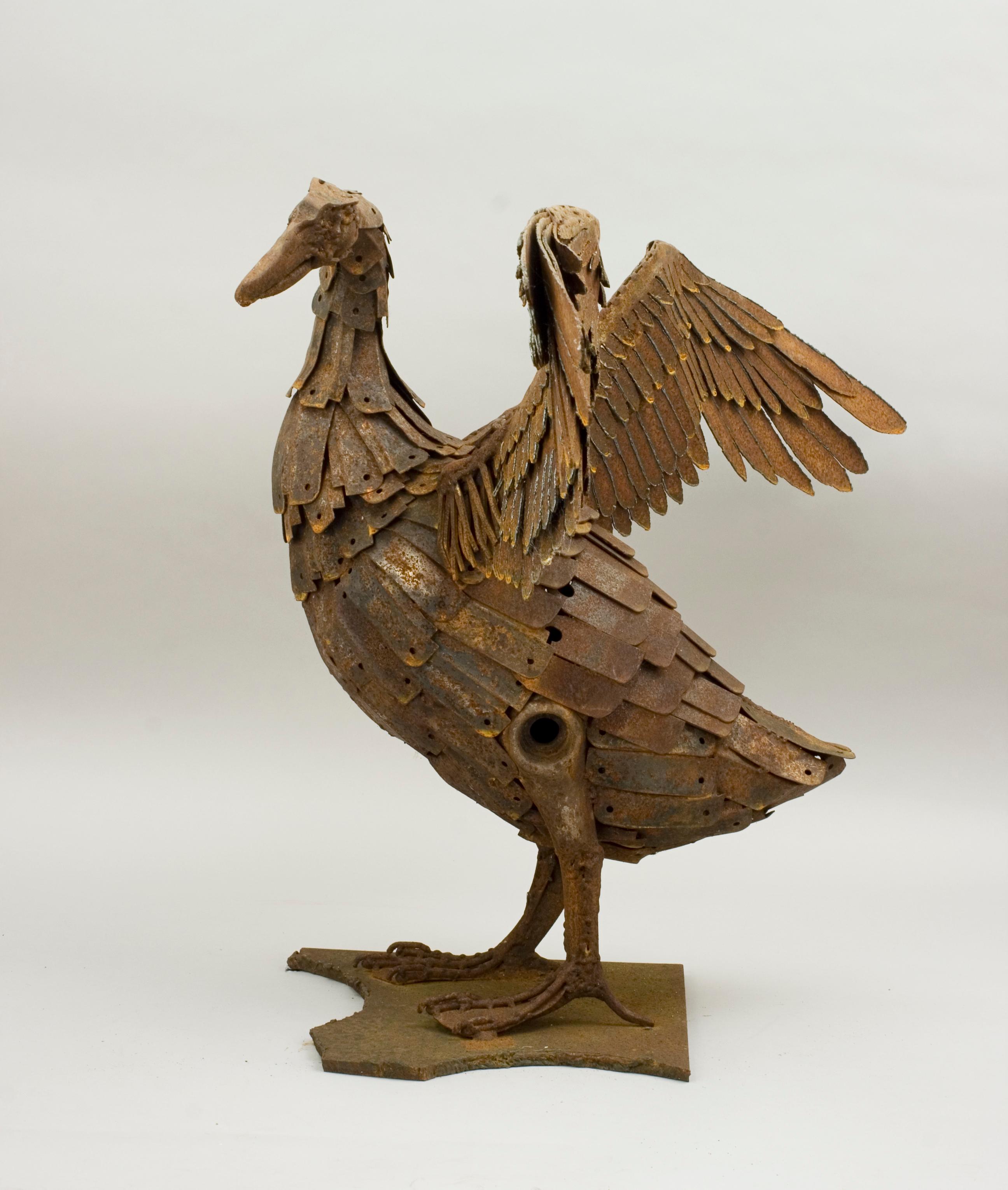 metal vulture sculpture