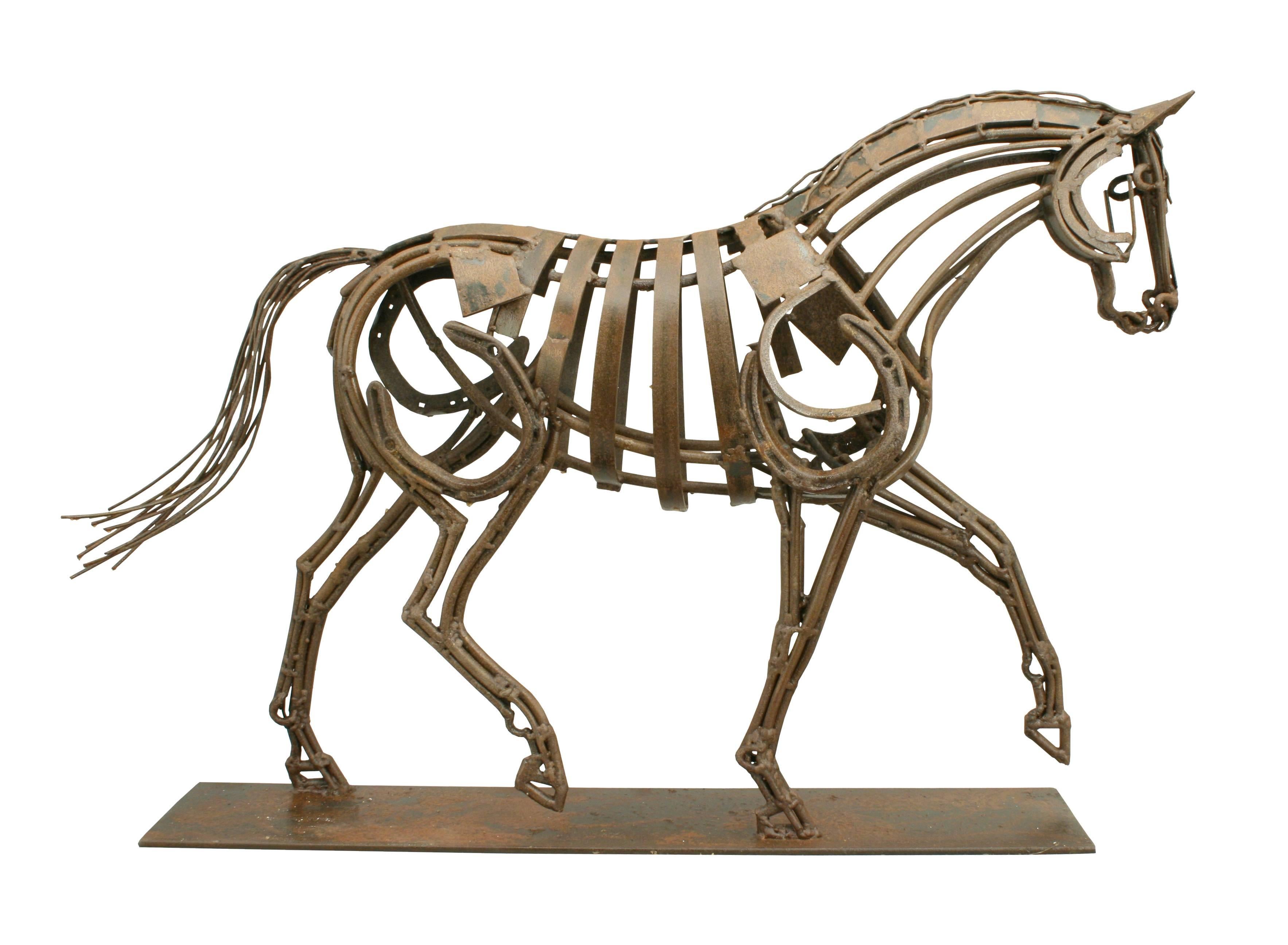 Contemporary metal horse sculpture.
A wonderful medium sized sculpture by Sophie Thompson of a horse. The horse has been made from recycled metal.

Sophie Thompson graduated from Exeter College of Art and Design (Plymouth University) in 1992. She