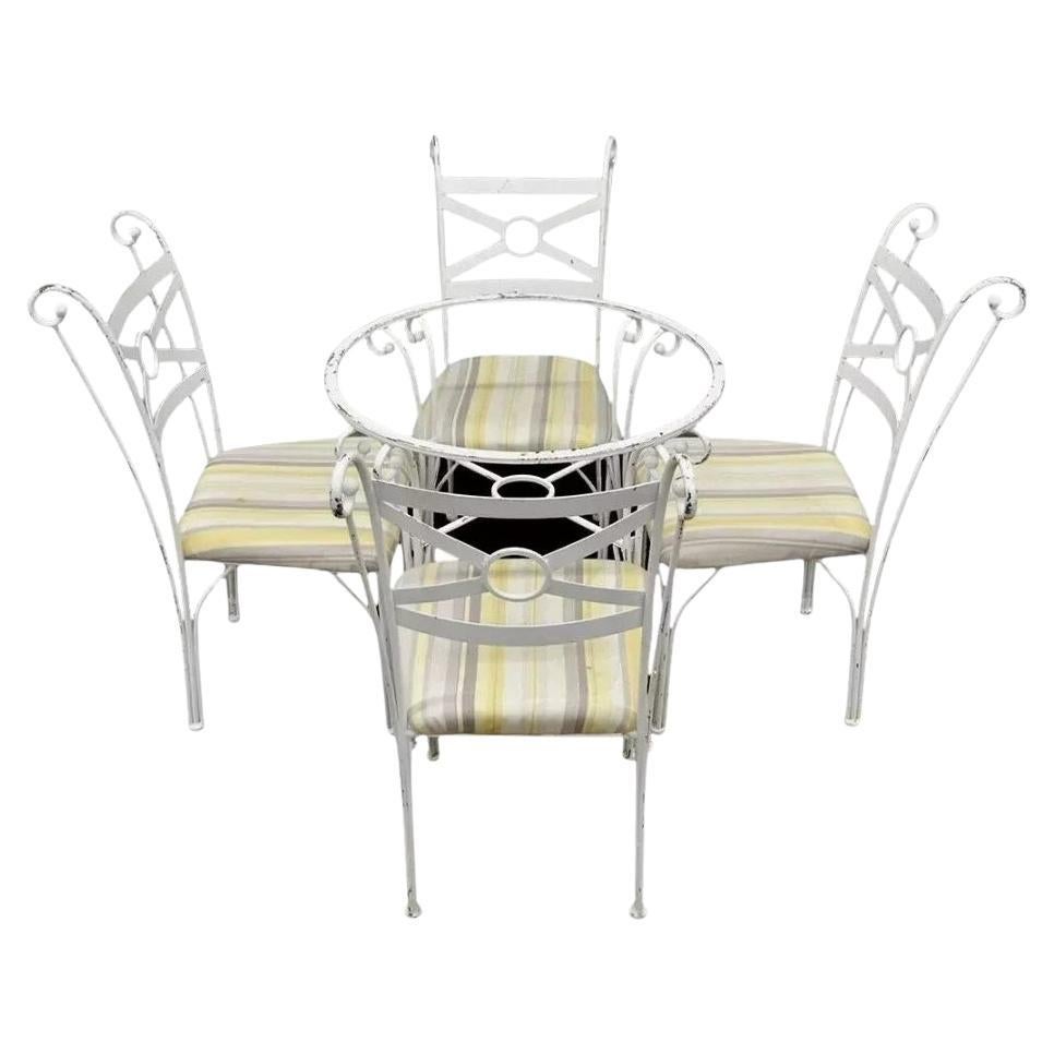Contemporary Metal Kitchen Bistro Dining Set Round Table 4 Chairs - 5 Pc Set