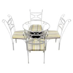 Used Contemporary Metal Kitchen Bistro Dining Set Round Table 4 Chairs - 5 Pc Set
