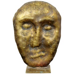 Contemporary Metal Mask Face Table Sculpture Signed by Robert Hansen