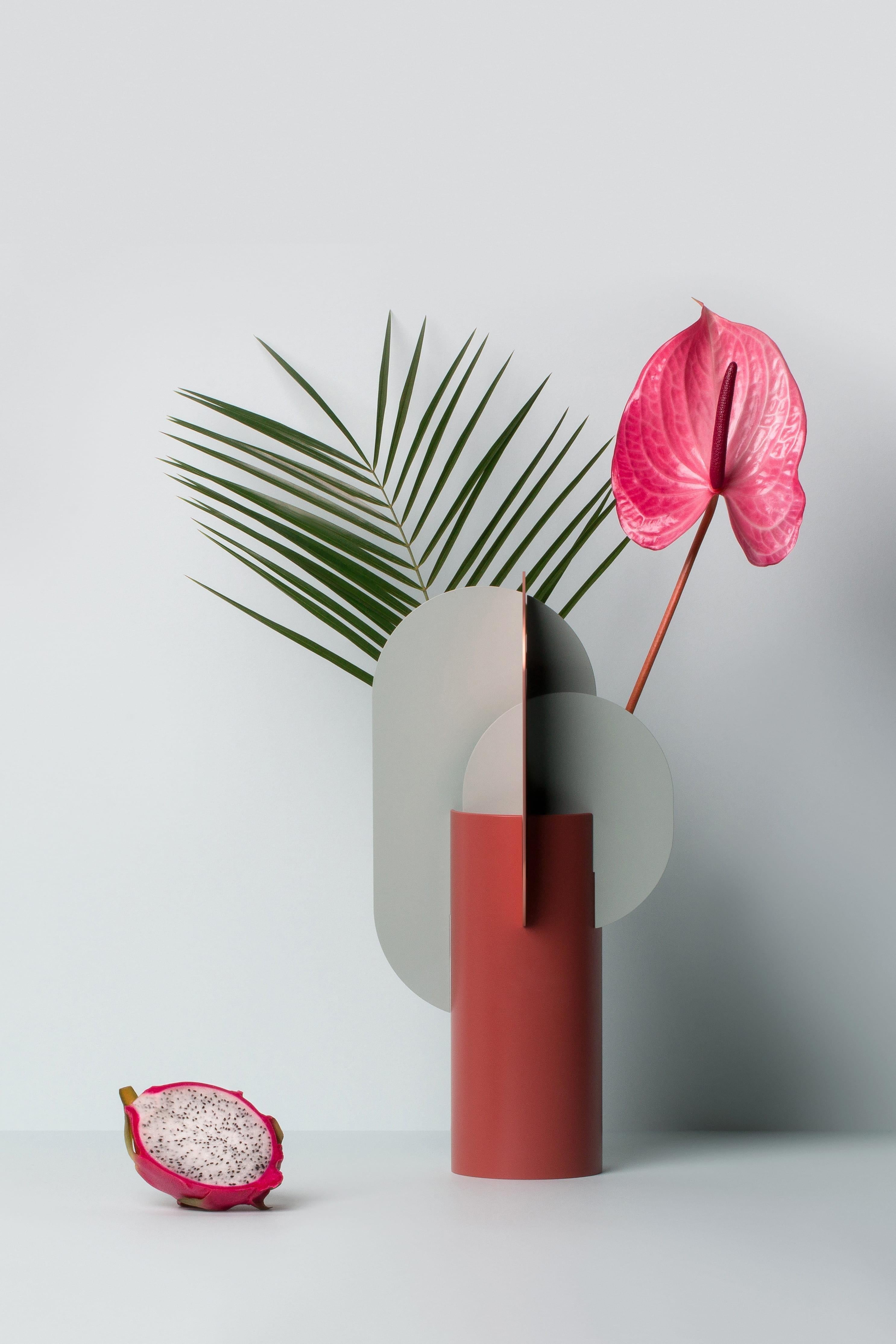 Ukrainian Contemporary Metal Vase 'Ekster CS1' by Noom, Copper and Steel For Sale