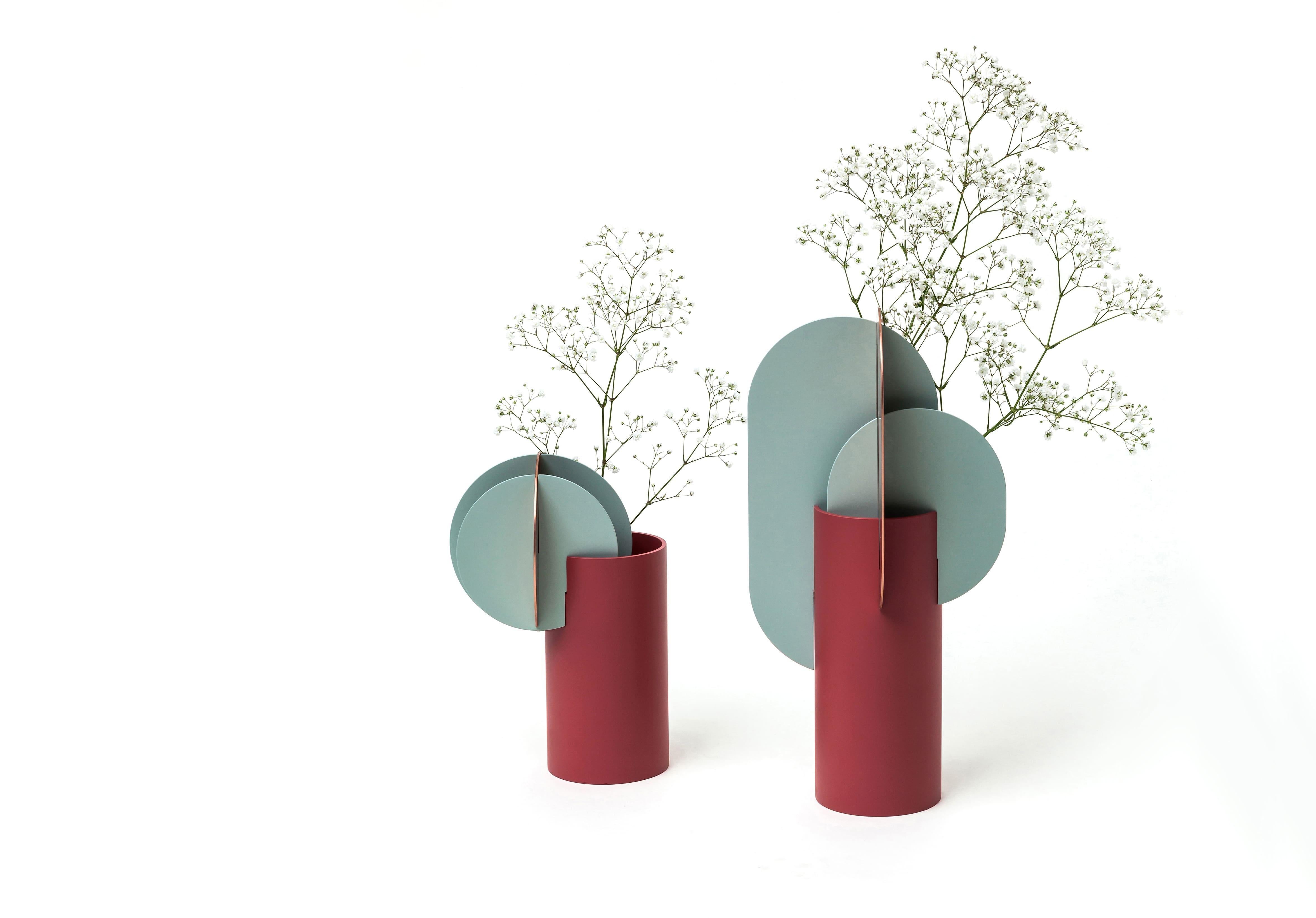 Contemporary Metal Vase 'Ekster CS1' by Noom, Copper and Steel In New Condition For Sale In Paris, FR