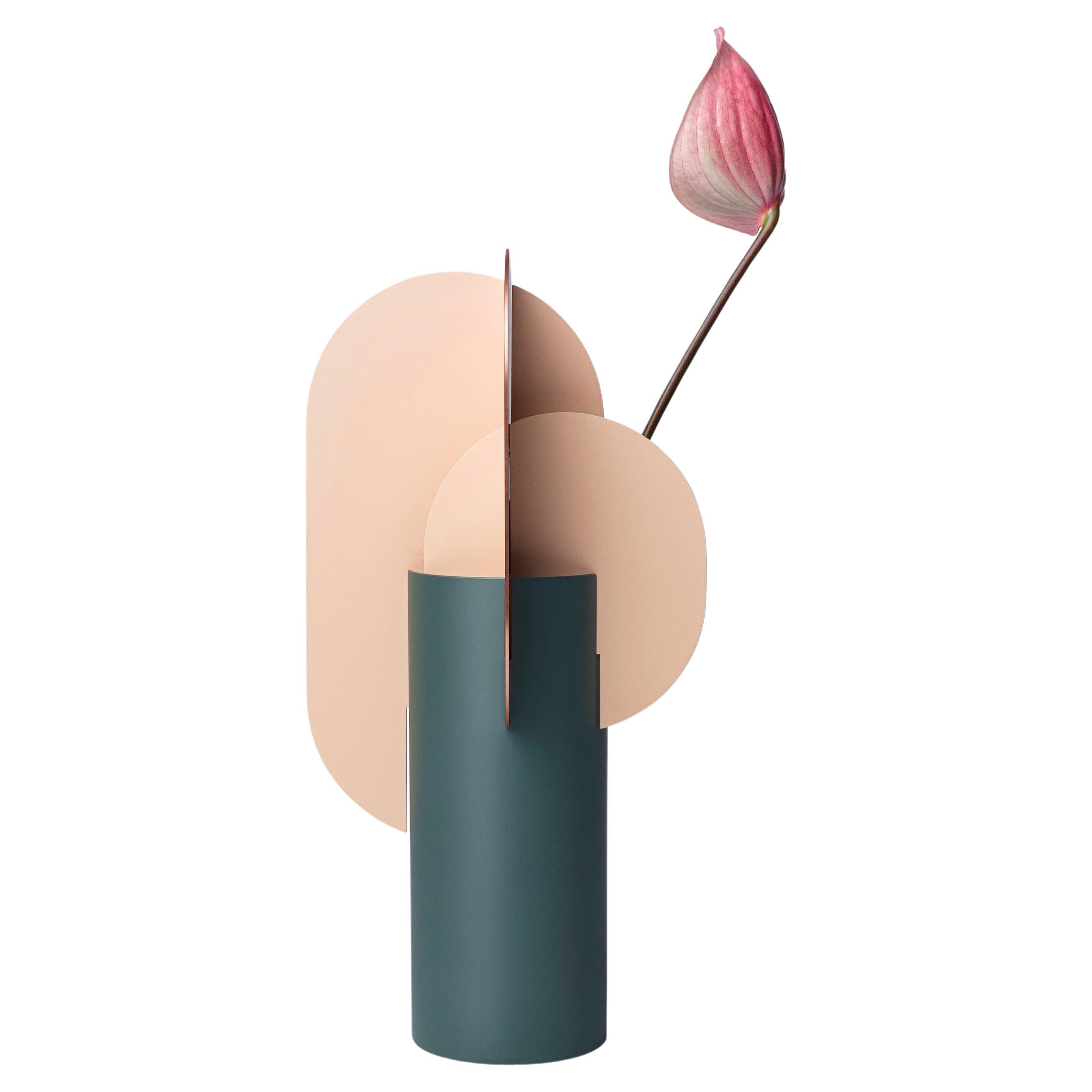 Contemporary Metal Vase 'Ekster CS10' by Noom, Copper and Steel For Sale