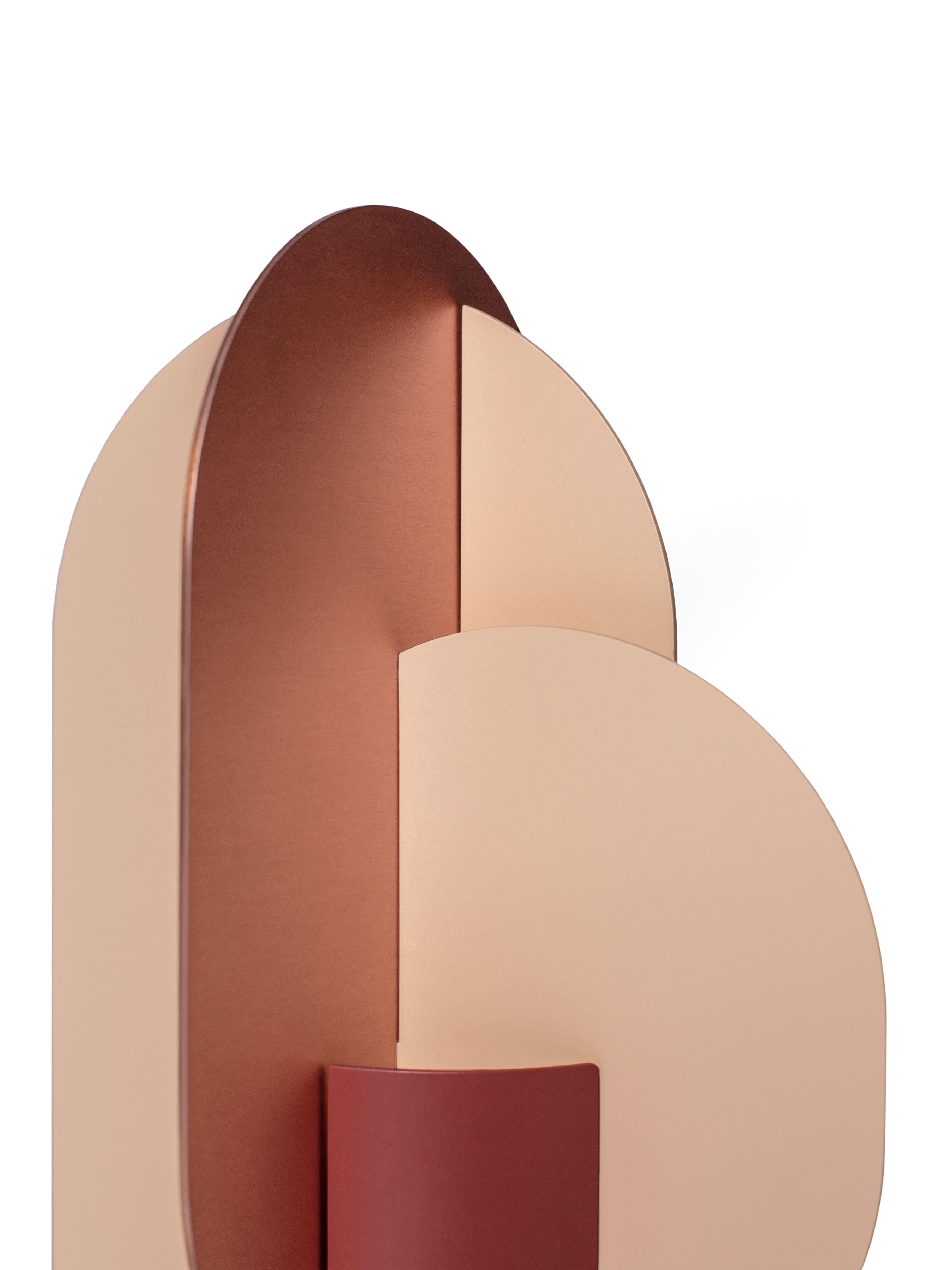 Brushed Contemporary Metal Vase 'Ekster CS7' by Noom, Copper and Steel For Sale
