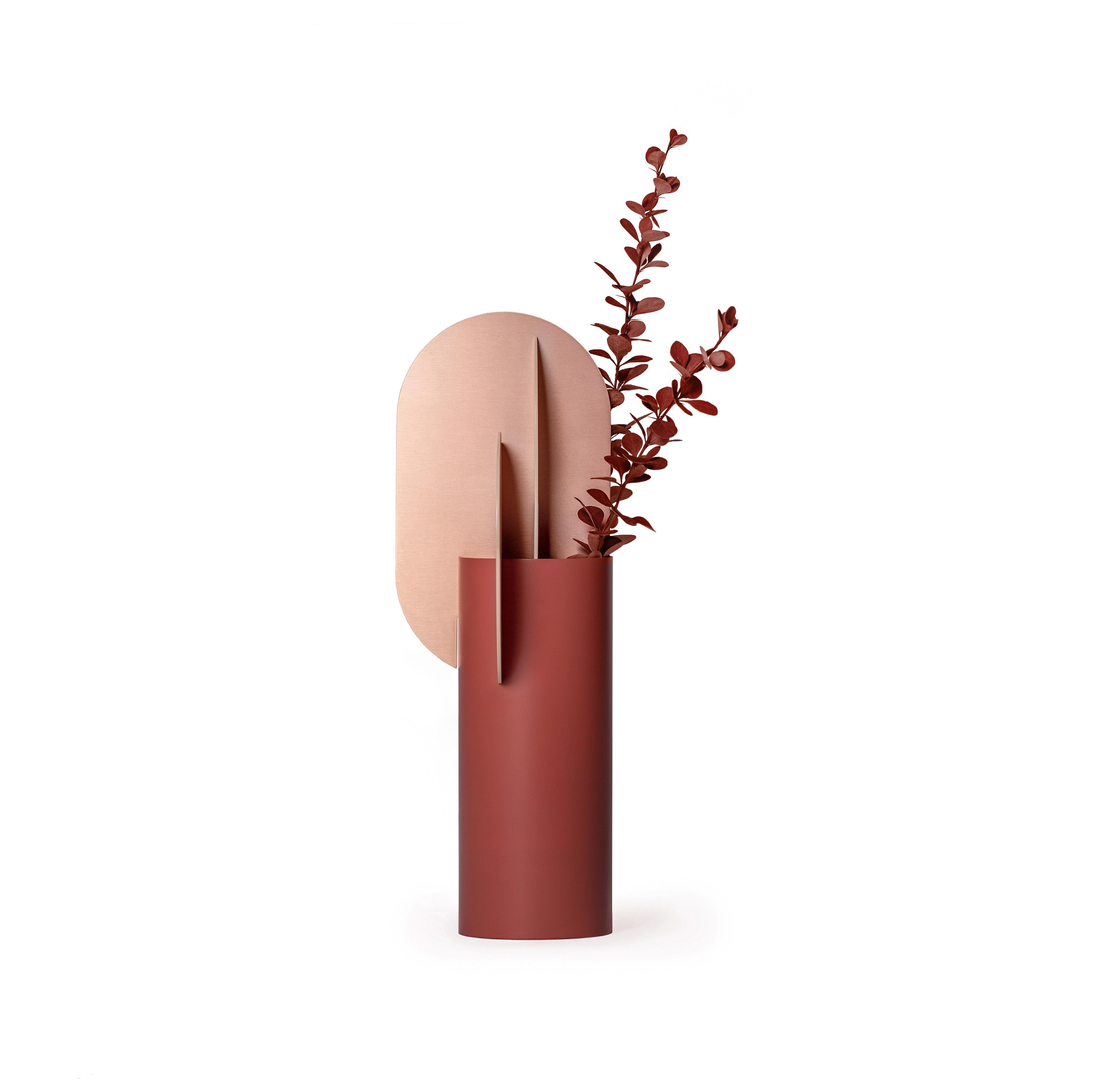 Contemporary Metal Vase 'Ekster CS7' by Noom, Copper and Steel In New Condition For Sale In Paris, FR