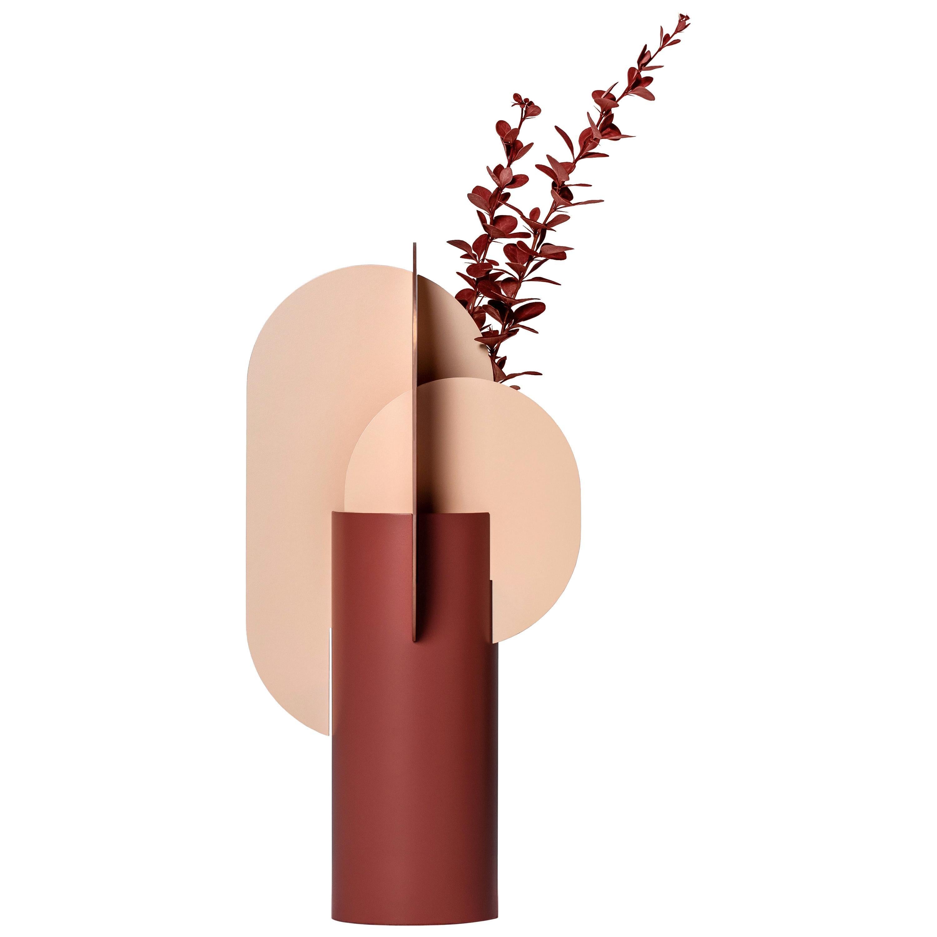 Contemporary Metal Vase 'Ekster CS7' by Noom, Copper and Steel For Sale