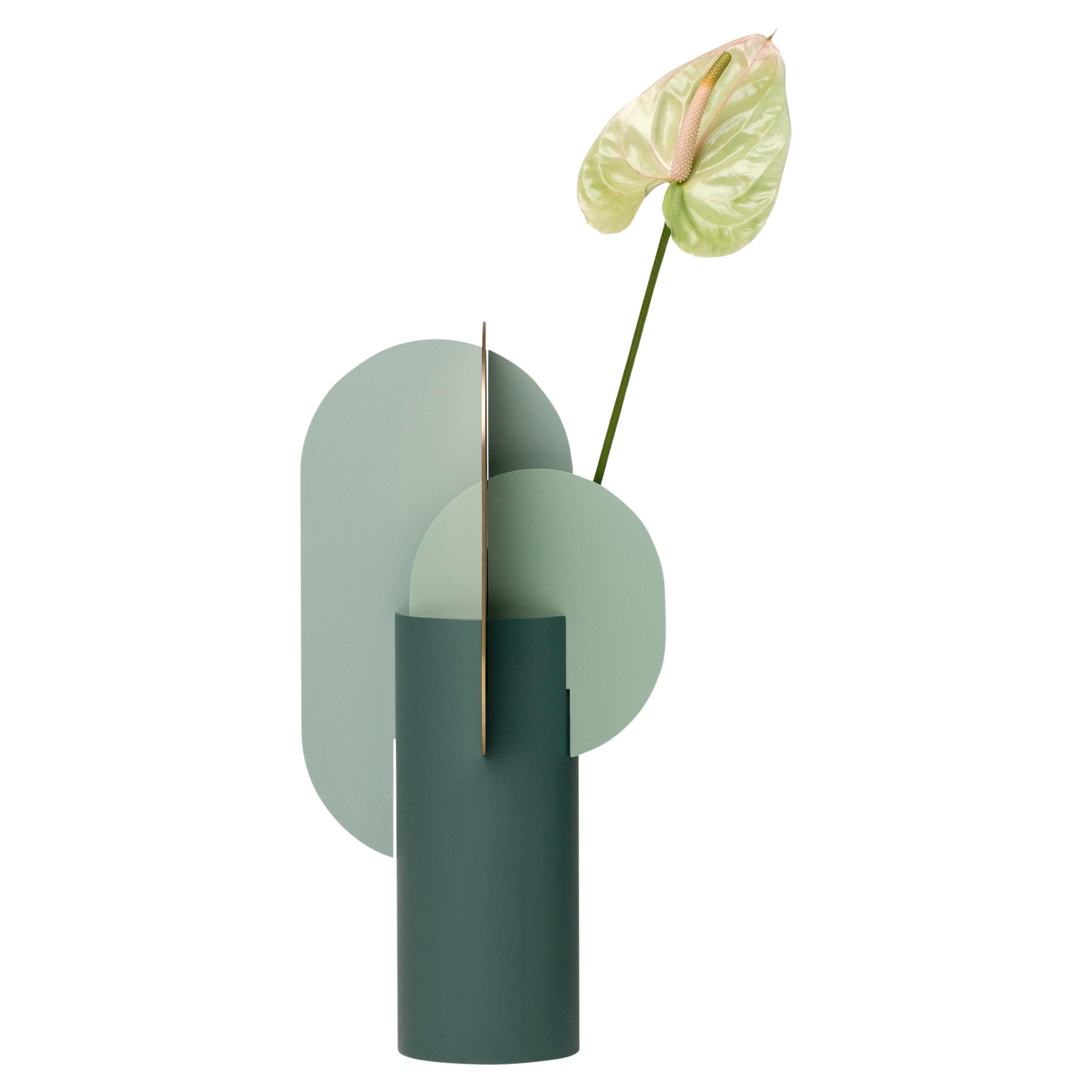 Contemporary Metal Vase 'Ekster CS9' by Noom, Brass and Steel For Sale