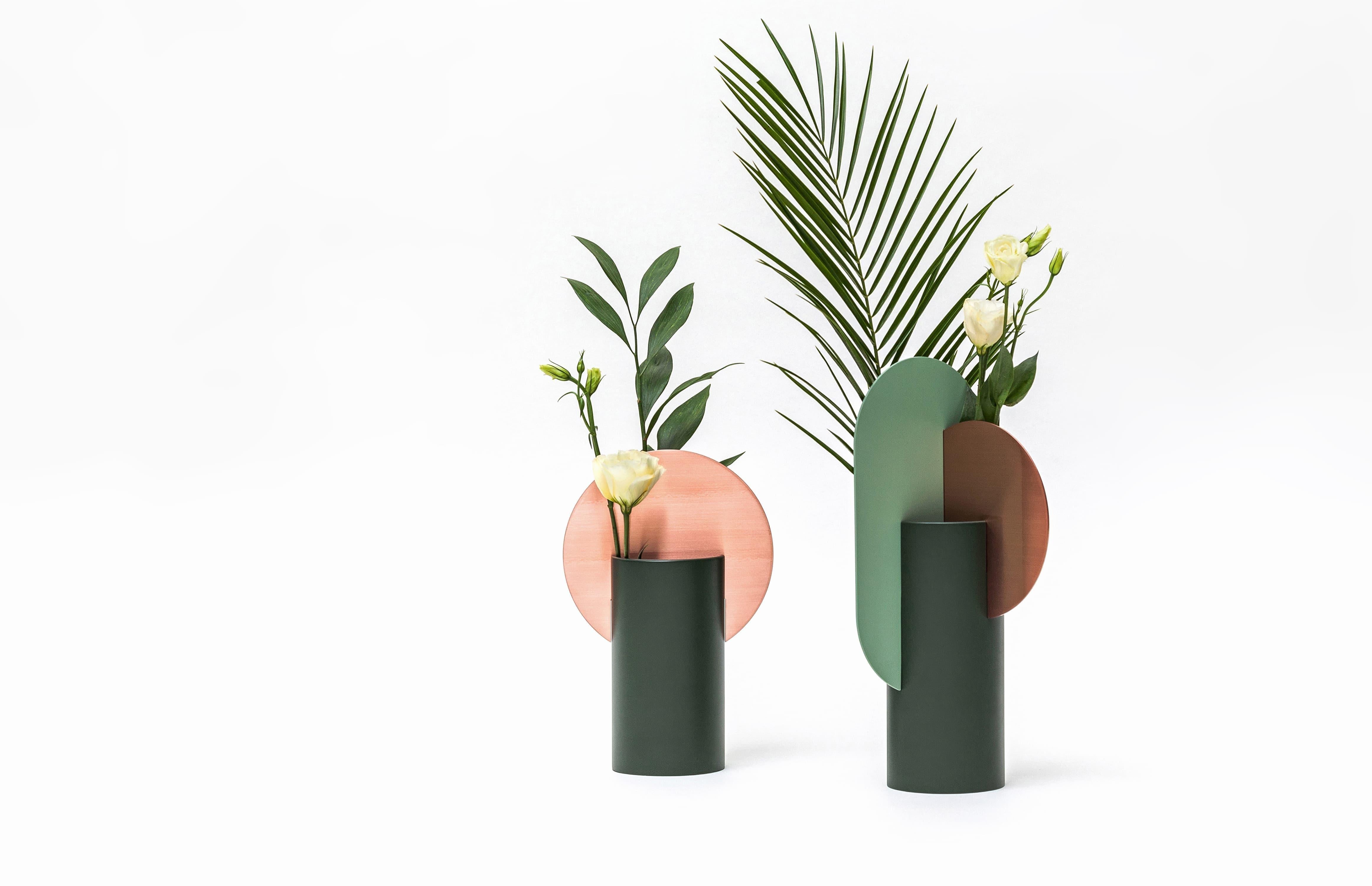 Organic Modern Contemporary Metal Vase 'Yermilov CS1' by NOOM, Copper and Steel For Sale