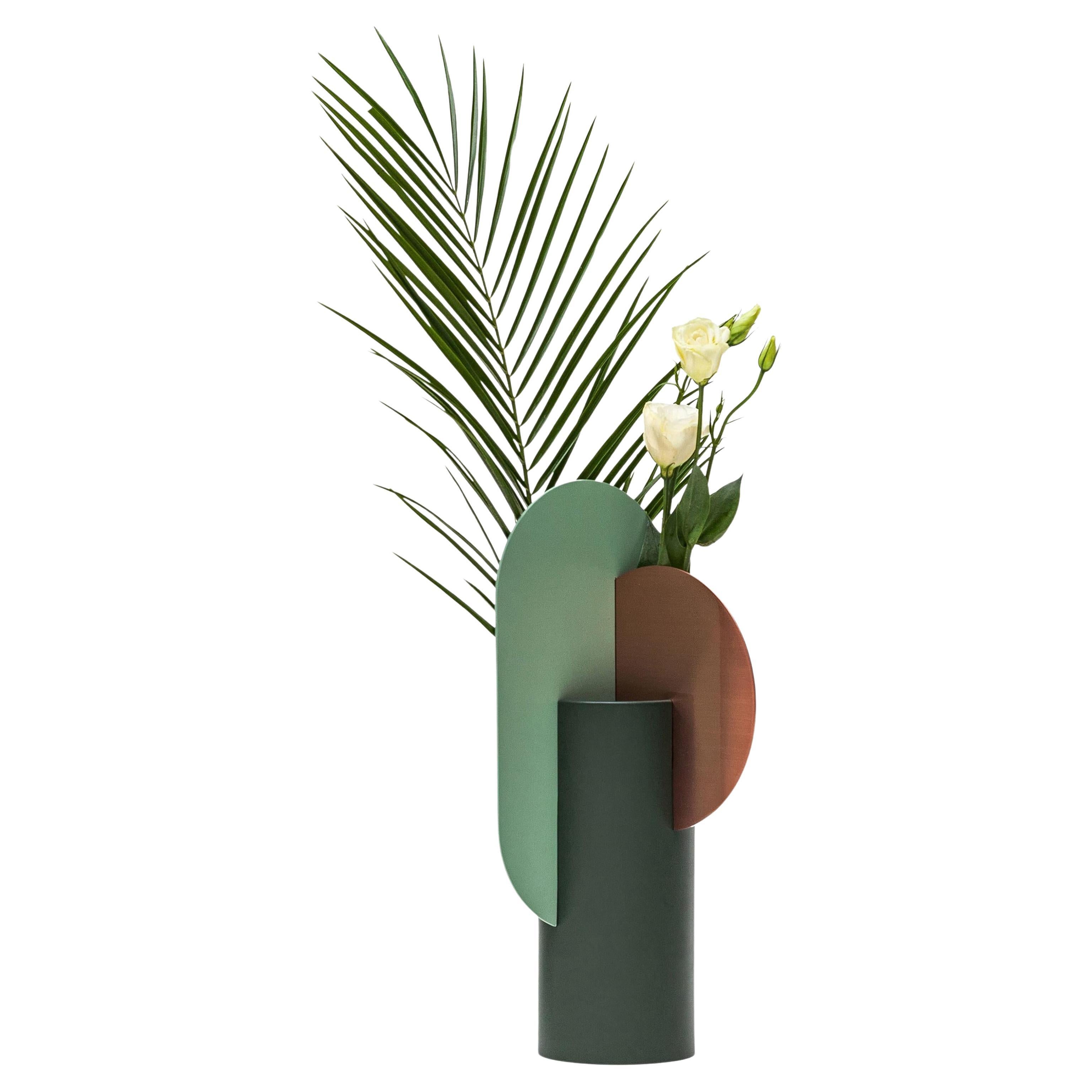 Contemporary Metal Vase 'Yermilov CS1' by NOOM, Copper and Steel For Sale