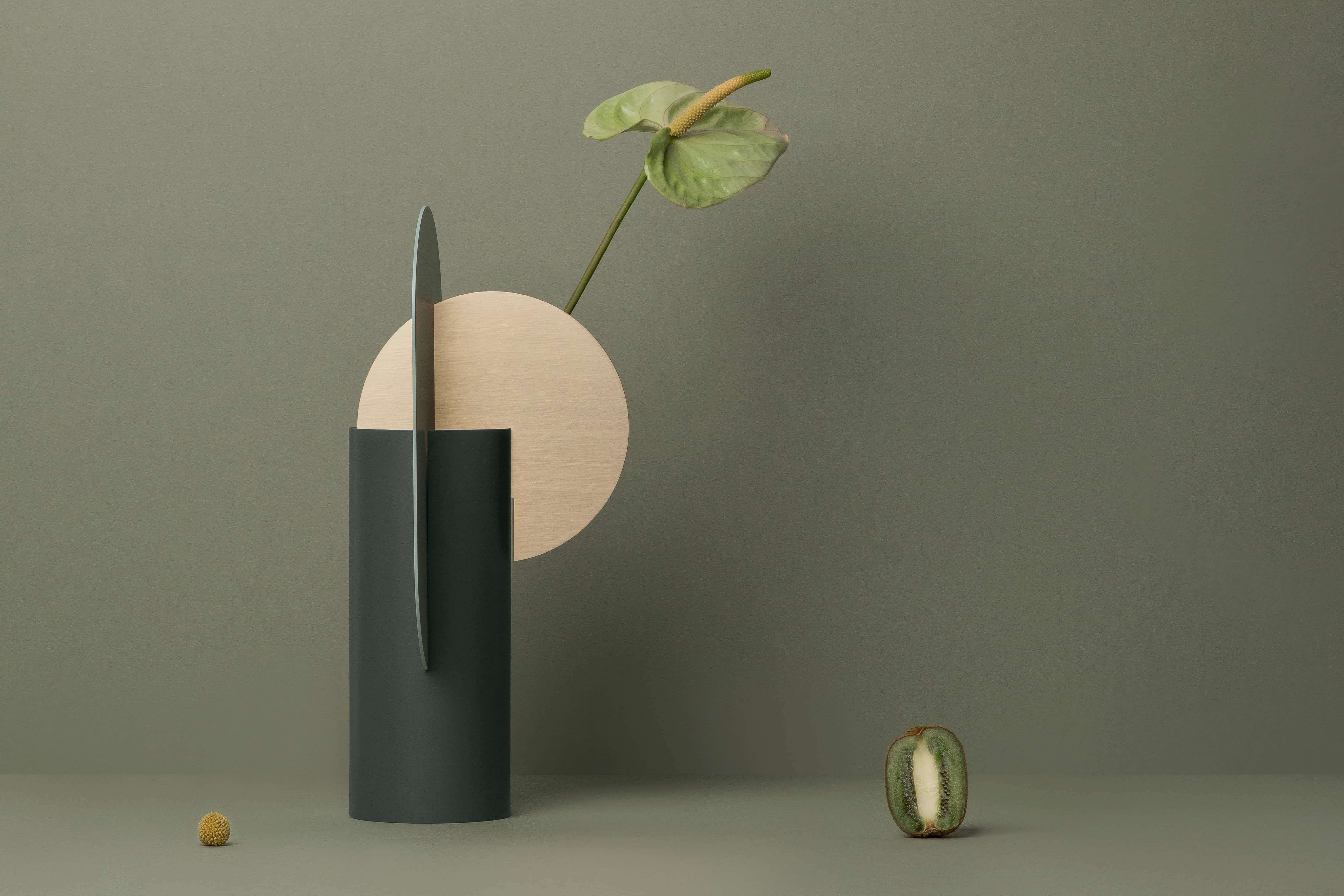 Organic Modern Contemporary Metal Vase 'Yermilov CS2' by Noom, Brass and Steel For Sale