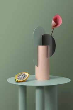 Contemporary Metal Vase 'Yermilov CS8' by Noom, Brushed Stainless Steel