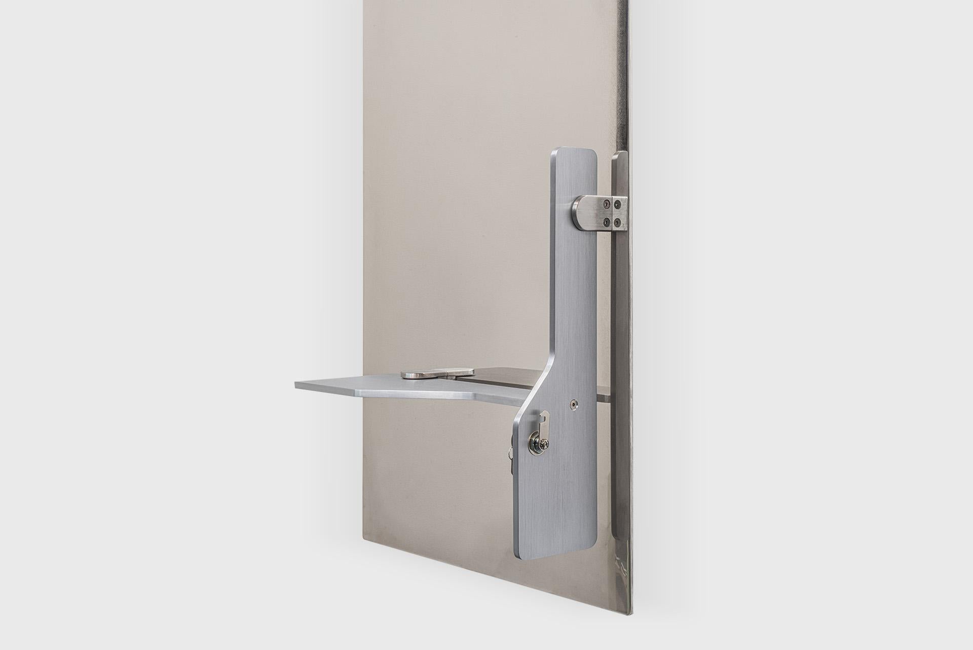 Aluminum Contemporary Metal Wall Mirror, Locker, Viladrich-Heim, Industrial Modern Grey For Sale