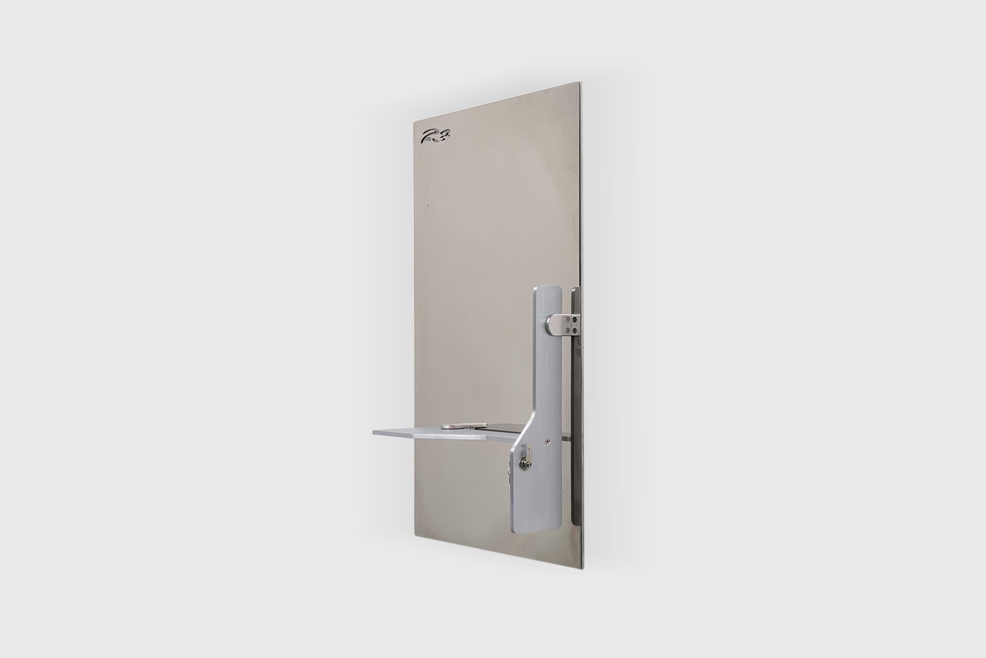 Contemporary Metal Wall Mirror, Locker, Viladrich-Heim, Industrial Modern Grey For Sale 1