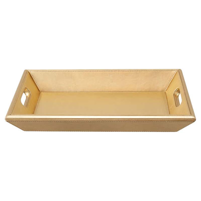 Thalia Small Rectangular Tray with 24K Gold For Sale at 1stDibs