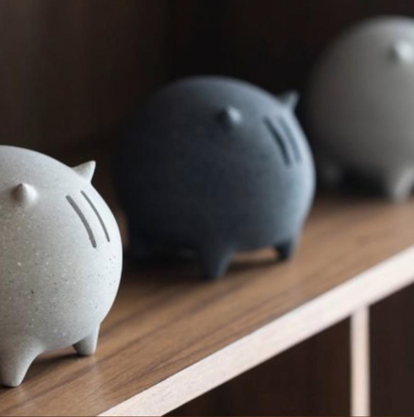 Contemporary Mexican design concrete piggy bank. A lovely bull shape concrete piggy bank hand-polished by Mexican Artisans. A collaboration with MDC.