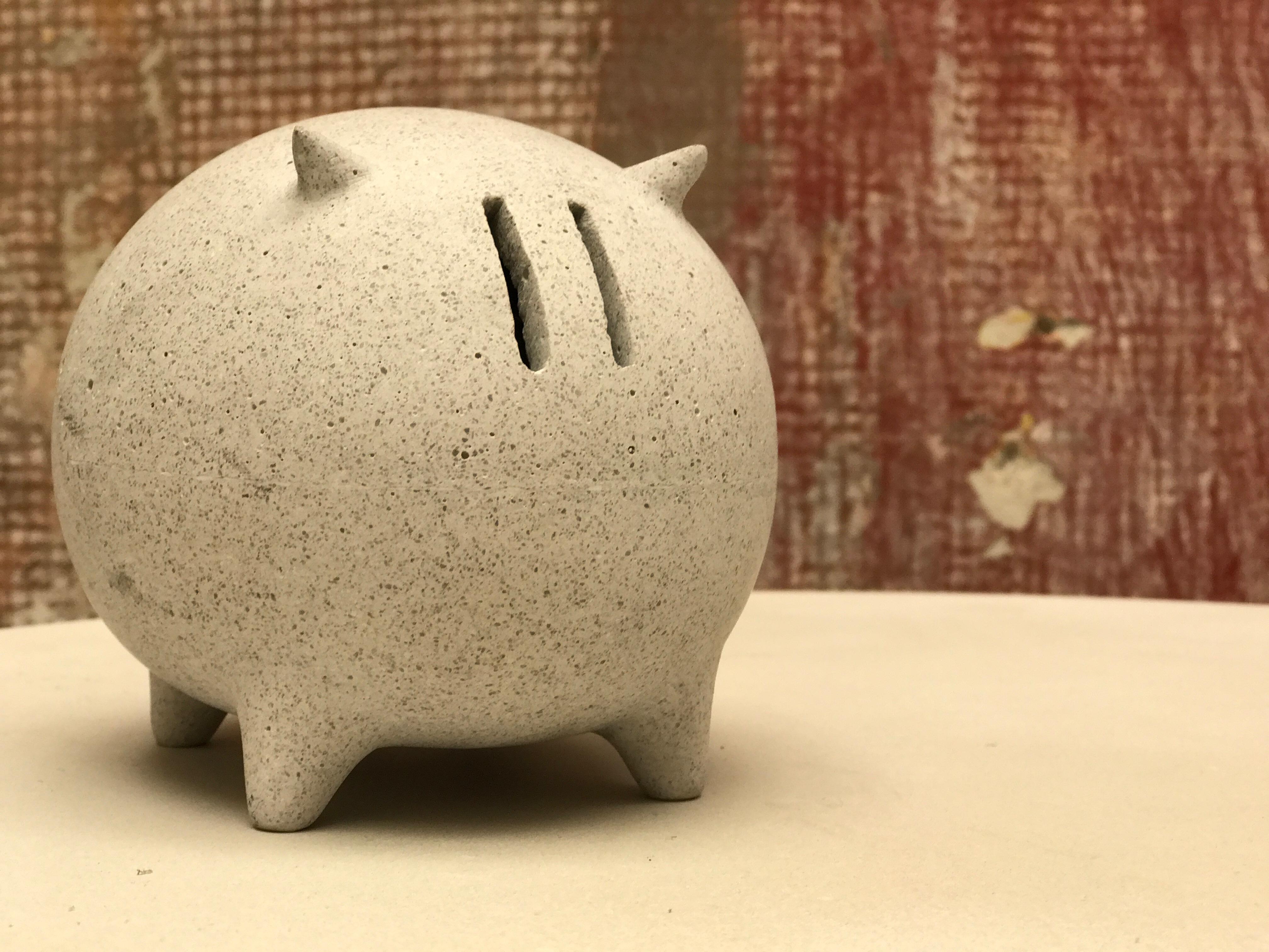 Organic Modern Contemporary Mexican Design Concrete Piggy Bank For Sale