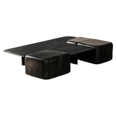 Contemporary Mexican Low Table EM01 in Black Marble and wood