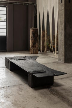 Contemporary Mexican Low Table GL01  Black marble and Parota wood