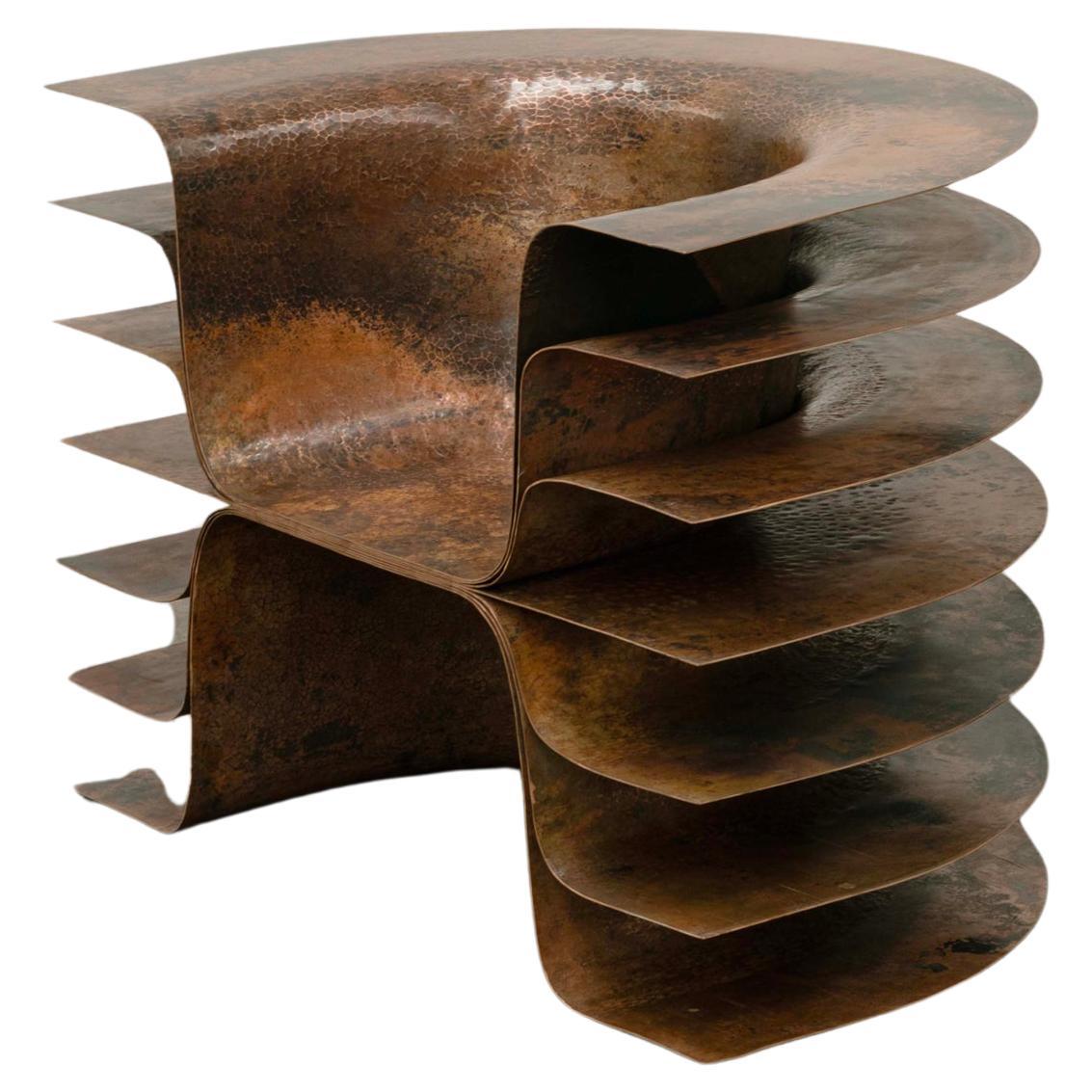 Contemporary Mexican OBJ-05 CHAIR Hammered Natural Copper For Sale