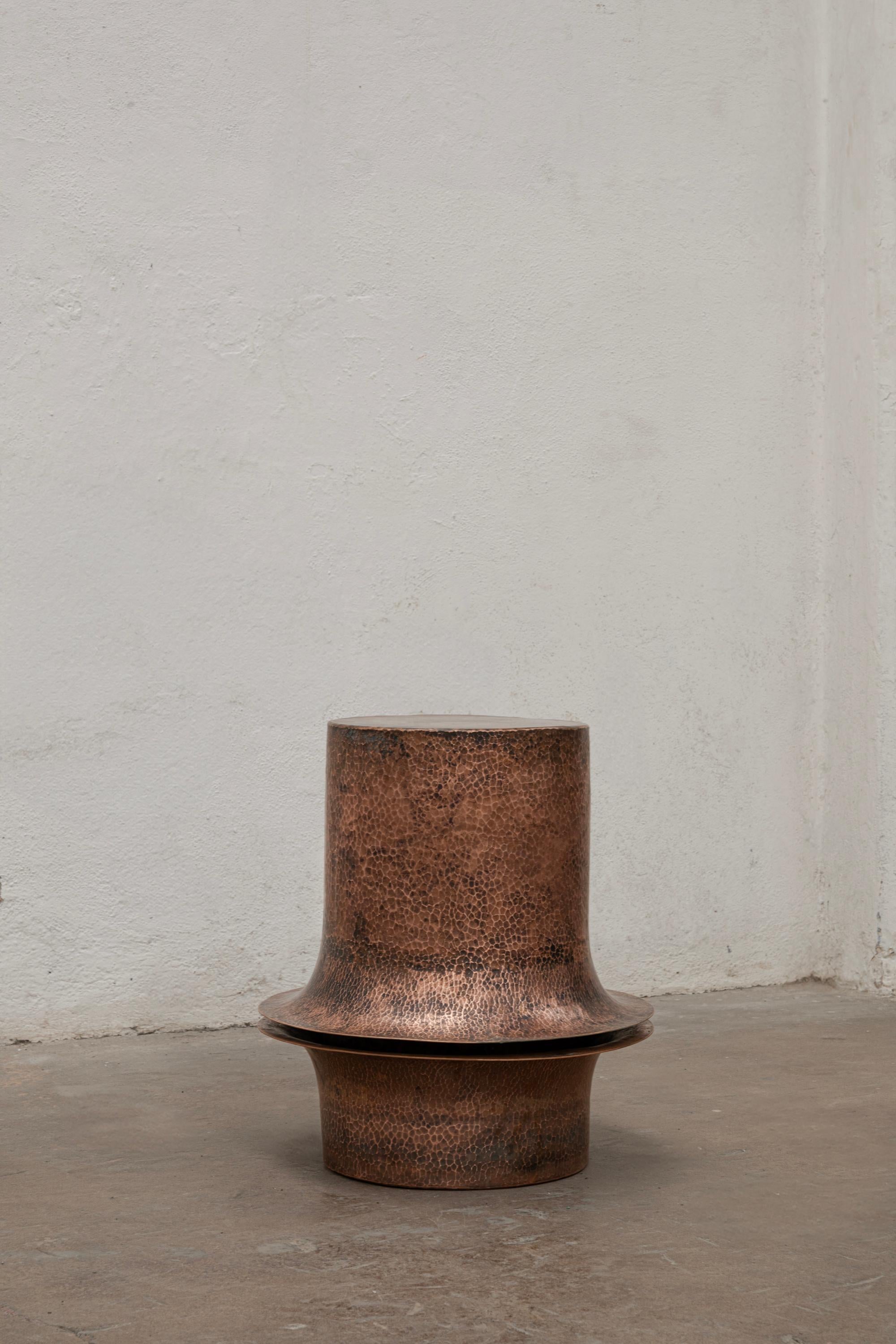 Table d'appoint contemporaine mexicaine OBJ-06 en cuivre naturel en vente 5