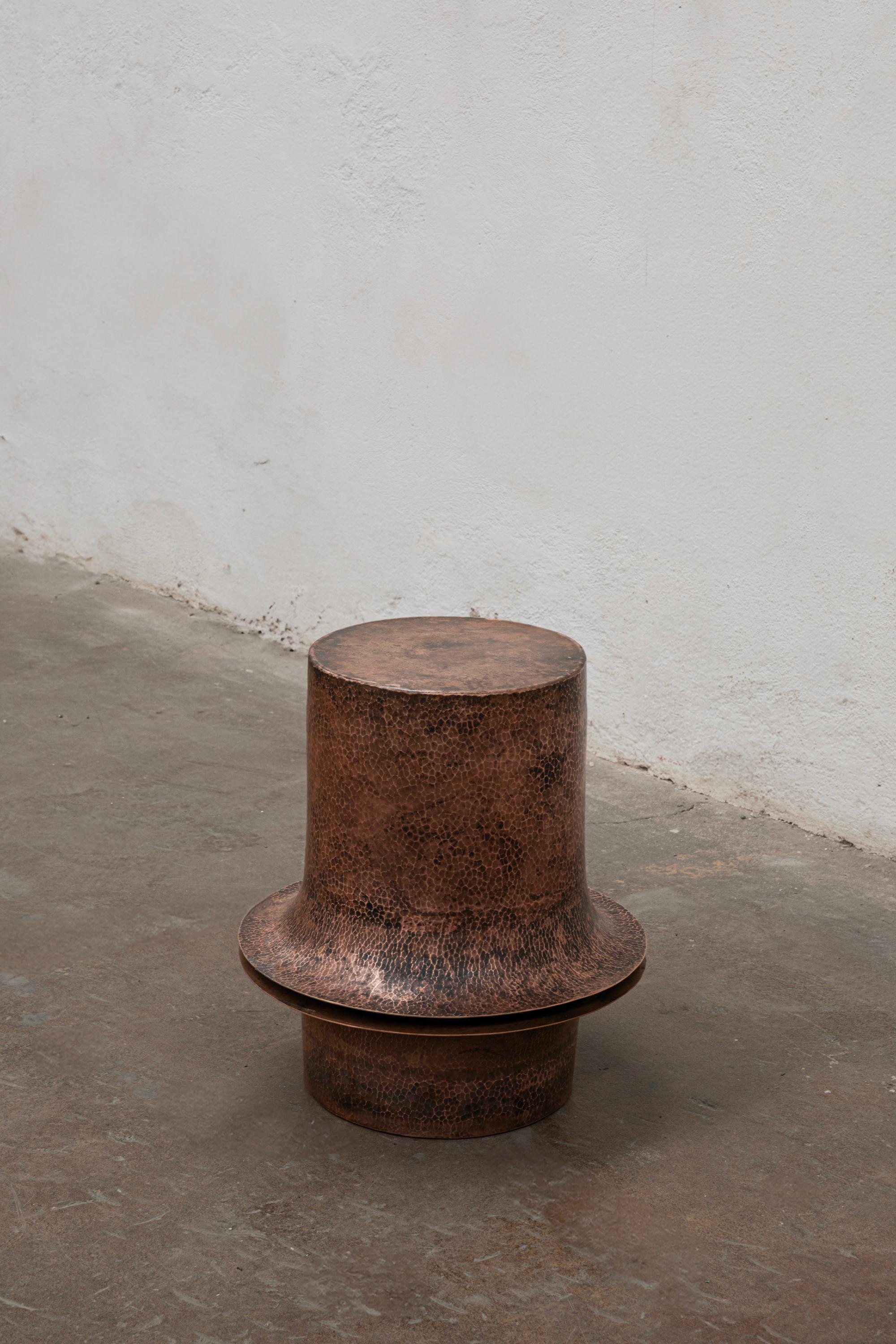 Table d'appoint contemporaine mexicaine OBJ-06 en cuivre naturel en vente 6