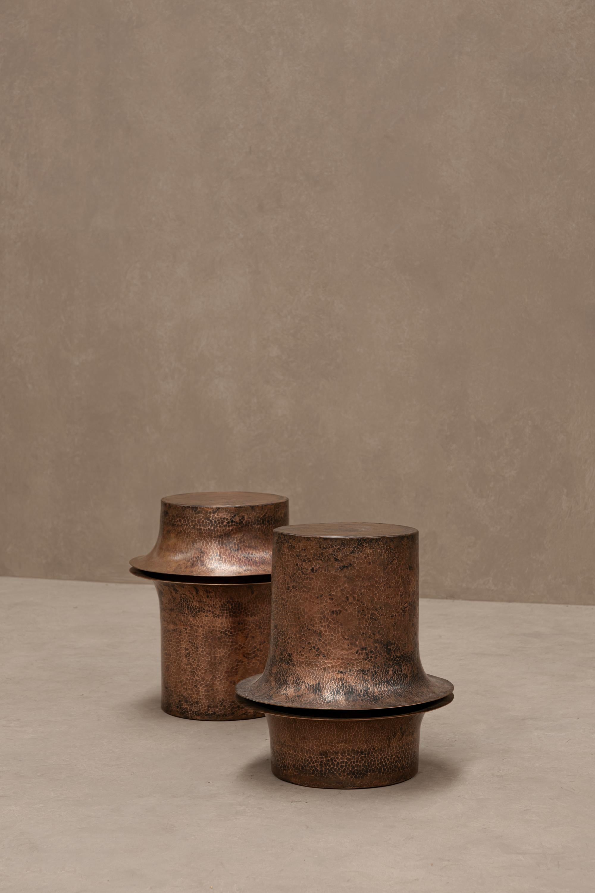 Table d'appoint contemporaine mexicaine OBJ-06 en cuivre naturel en vente 13