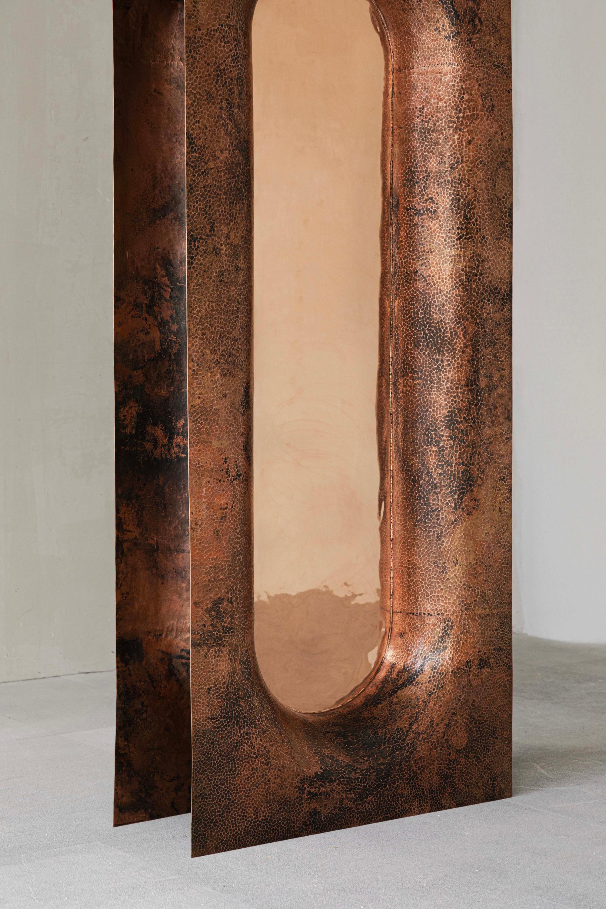 Specchio da terra contemporaneo OBJ-08 Rame naturale + rame lucido in vendita 6