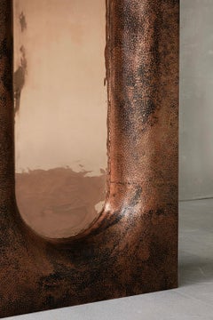 Contemporary Mexican OBJ-08 FLOOR MIRROR Natural Copper + polished copper