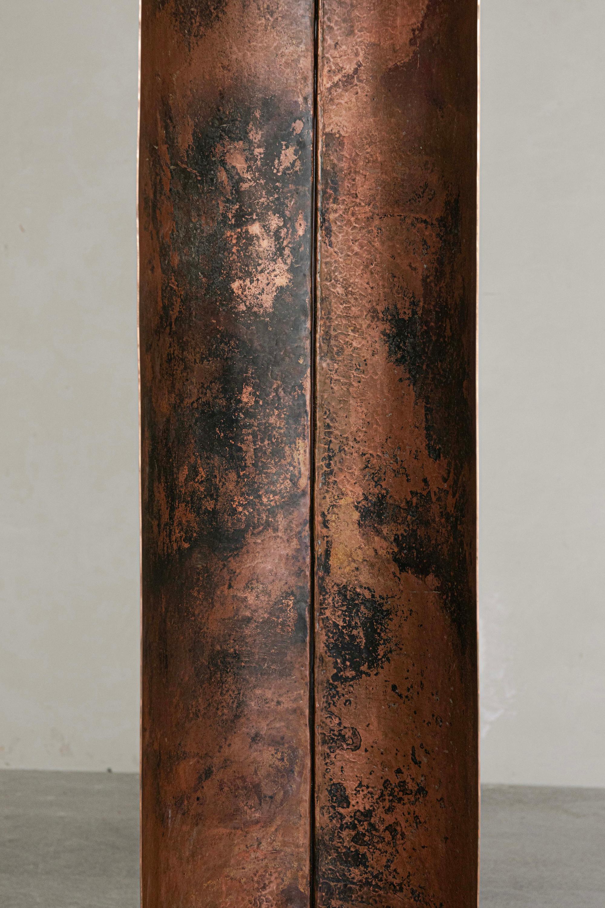 Specchio da terra contemporaneo OBJ-08 Rame naturale + rame lucido in vendita 1