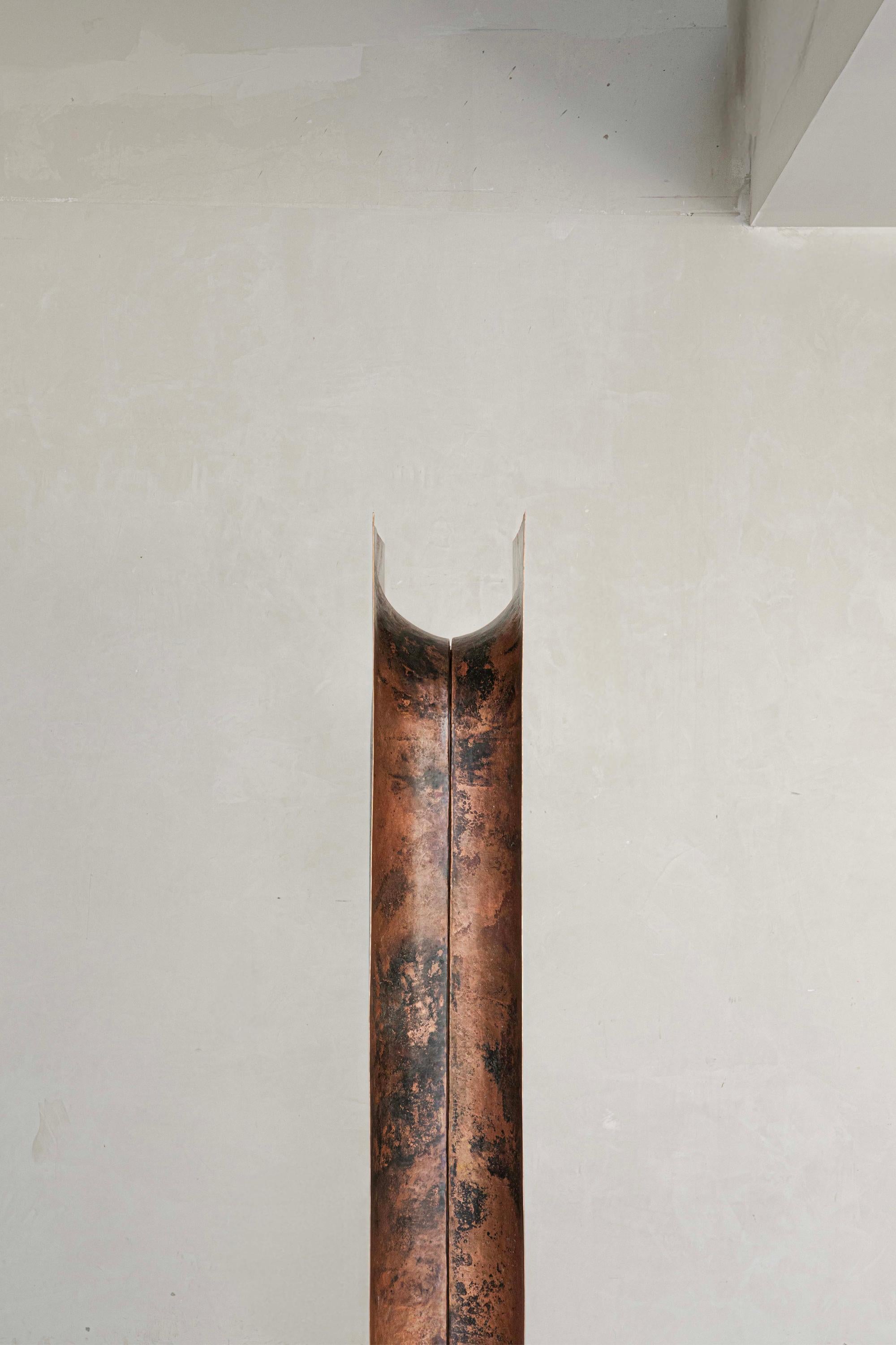 Specchio da terra contemporaneo OBJ-08 Rame naturale + rame lucido in vendita 2