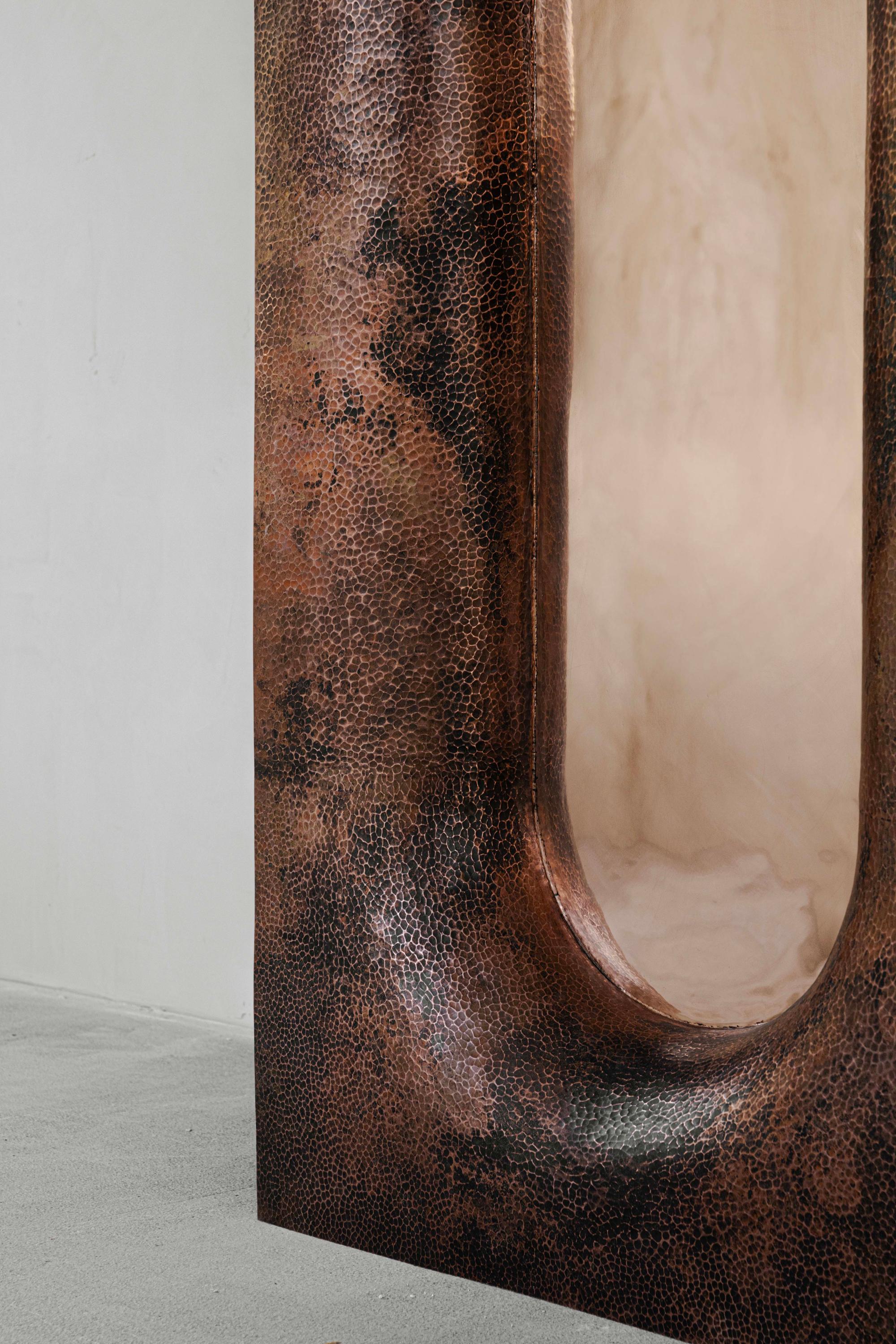 Specchio da terra contemporaneo OBJ-08 Rame naturale + rame lucido in vendita 3