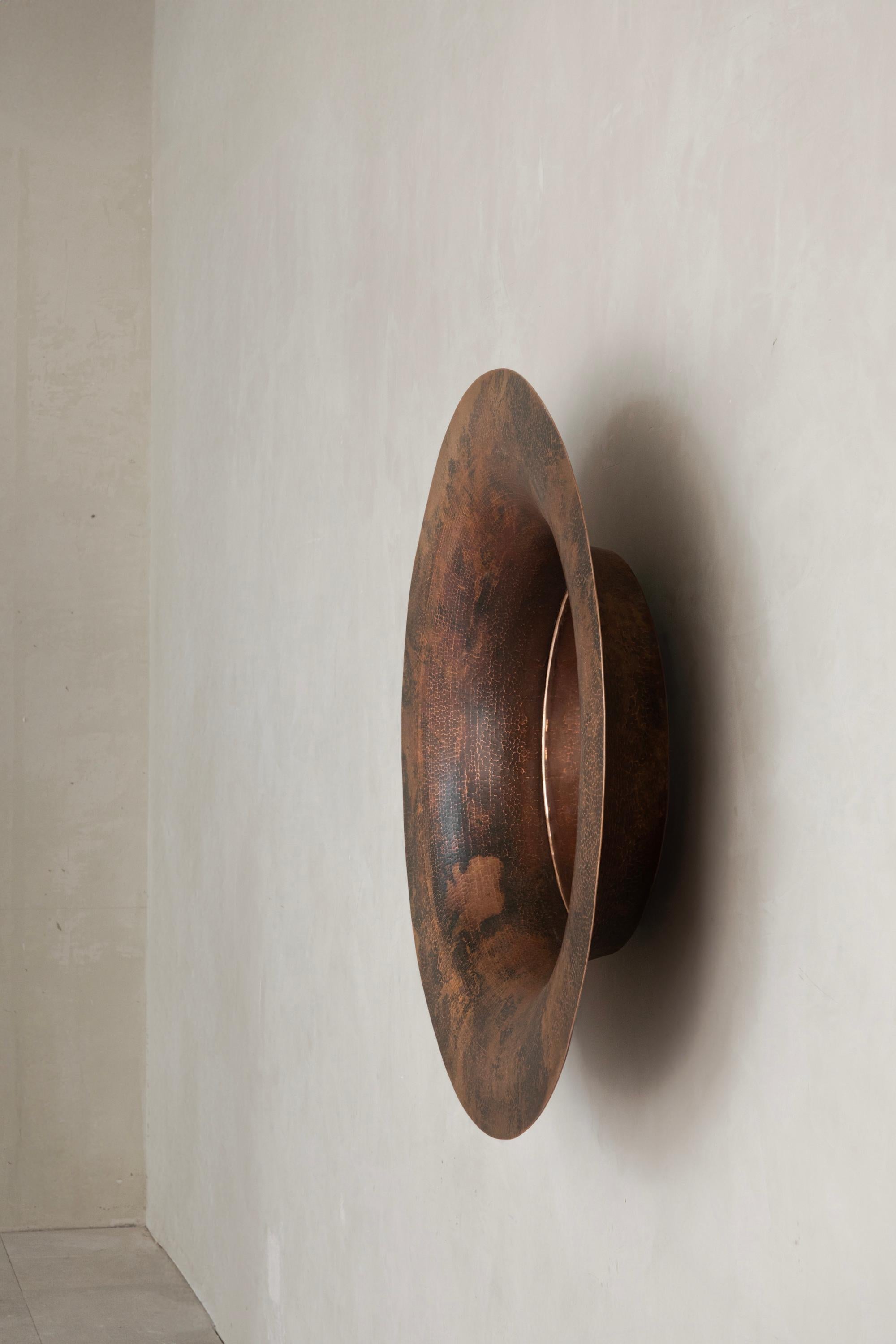 Contemporaneo messicano OBJ-08 SPECCHIO DA PARETE TONDO Rame naturale + rame lucido in vendita 9