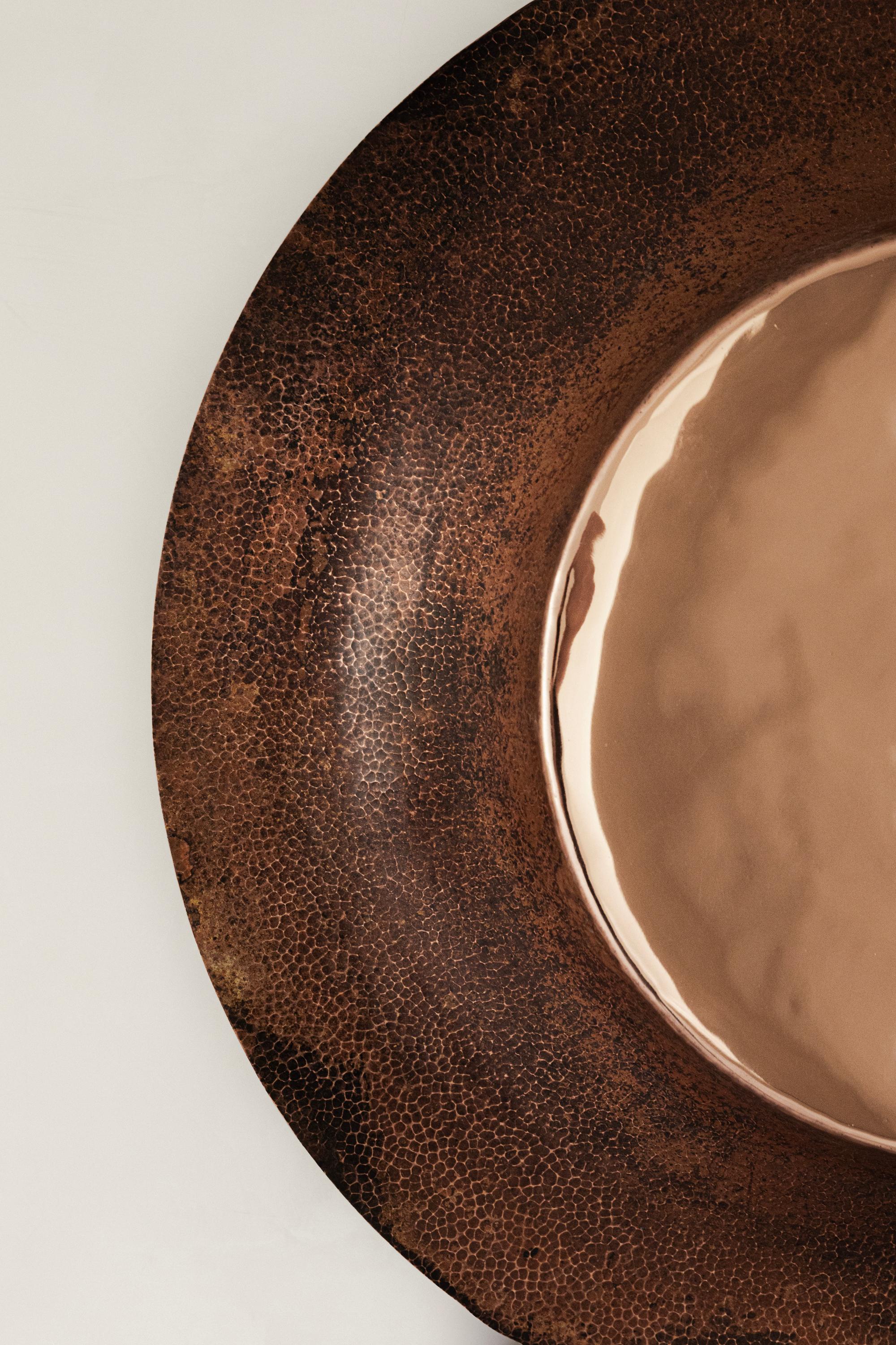 Contemporaneo messicano OBJ-08 SPECCHIO DA PARETE TONDO Rame naturale + rame lucido in vendita 4