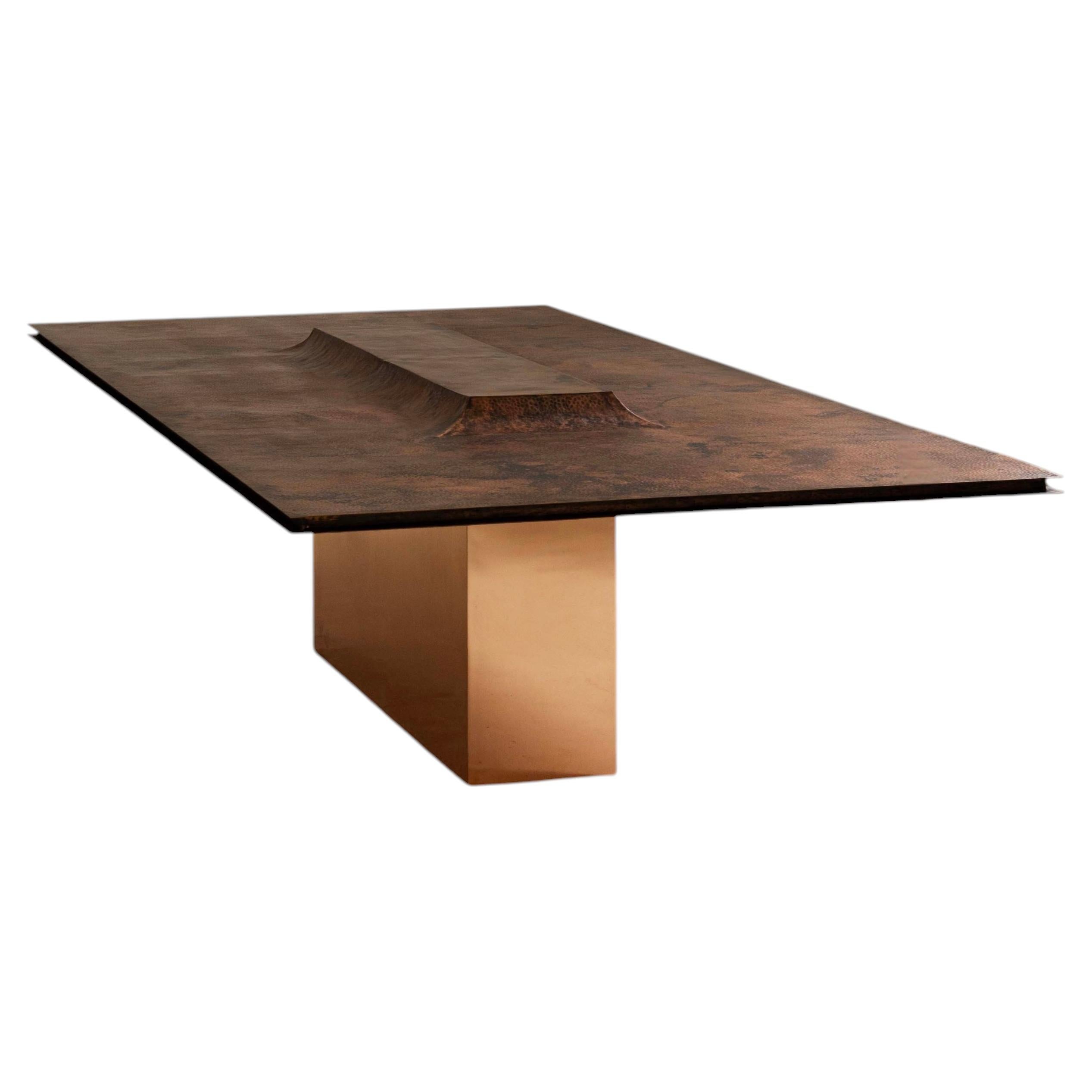 Contemporary Mexican OBJ-12 DINING TABLE in Natural Copper For Sale