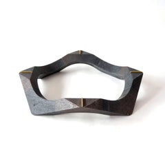 "Naui" Contemporary Mexican Polished Lava Stone, Geometric Table