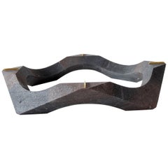 "Naui" Contemporary Mexican Polished Lava Stone, Geometric Table