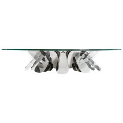 "Narciso" Contemporary Geometric Table in Mexican Polished Stainless Steel 