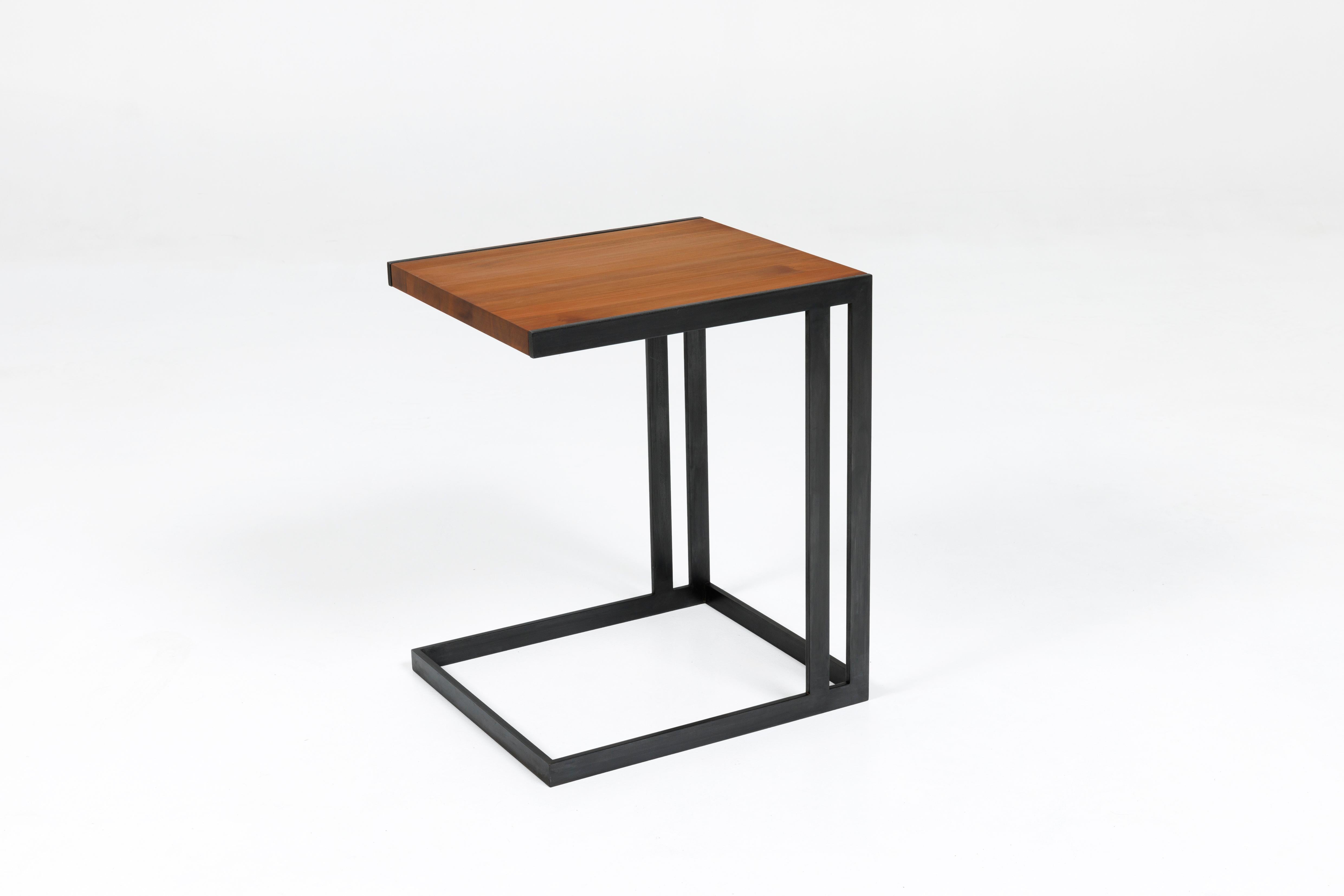 Contemporary Mica Side Table in Ancient Matai Wood and Aged Steel In New Condition For Sale In Papanui, Christchurch
