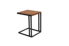 Contemporary Mica Side Table in Ancient Matai Wood and Aged Steel
