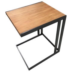 Contemporary Mica Side Table in Ancient Matai Wood and Aged Steel