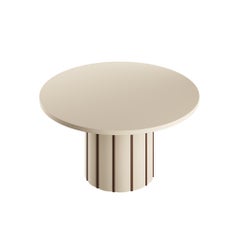 Contemporary Burtalist Micro-Cement Round Dining Table Pedestal Sand Color
