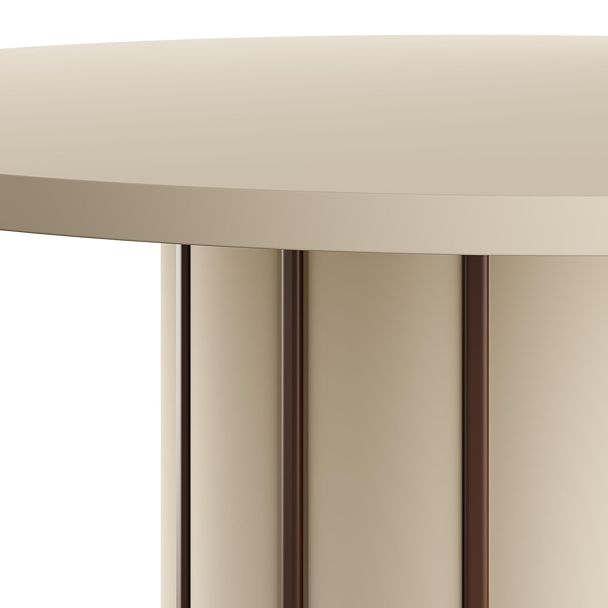 Portuguese Contemporary Burtalist Micro-Cement Round Dining Table Pedestal Sand Color For Sale