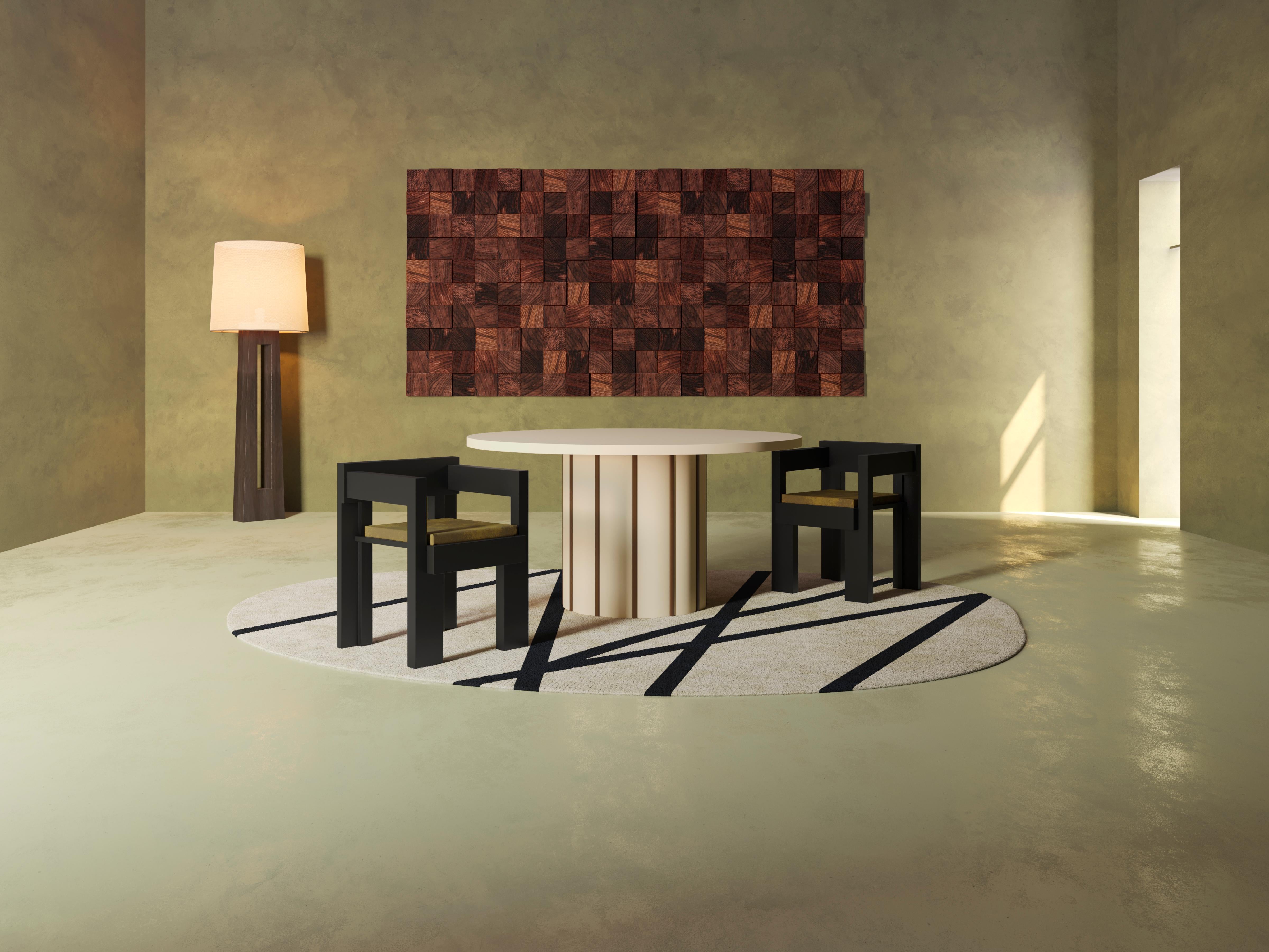 Moderne Contemporary Micro-Cement Round Dining Table Pedestal Sand Color en vente