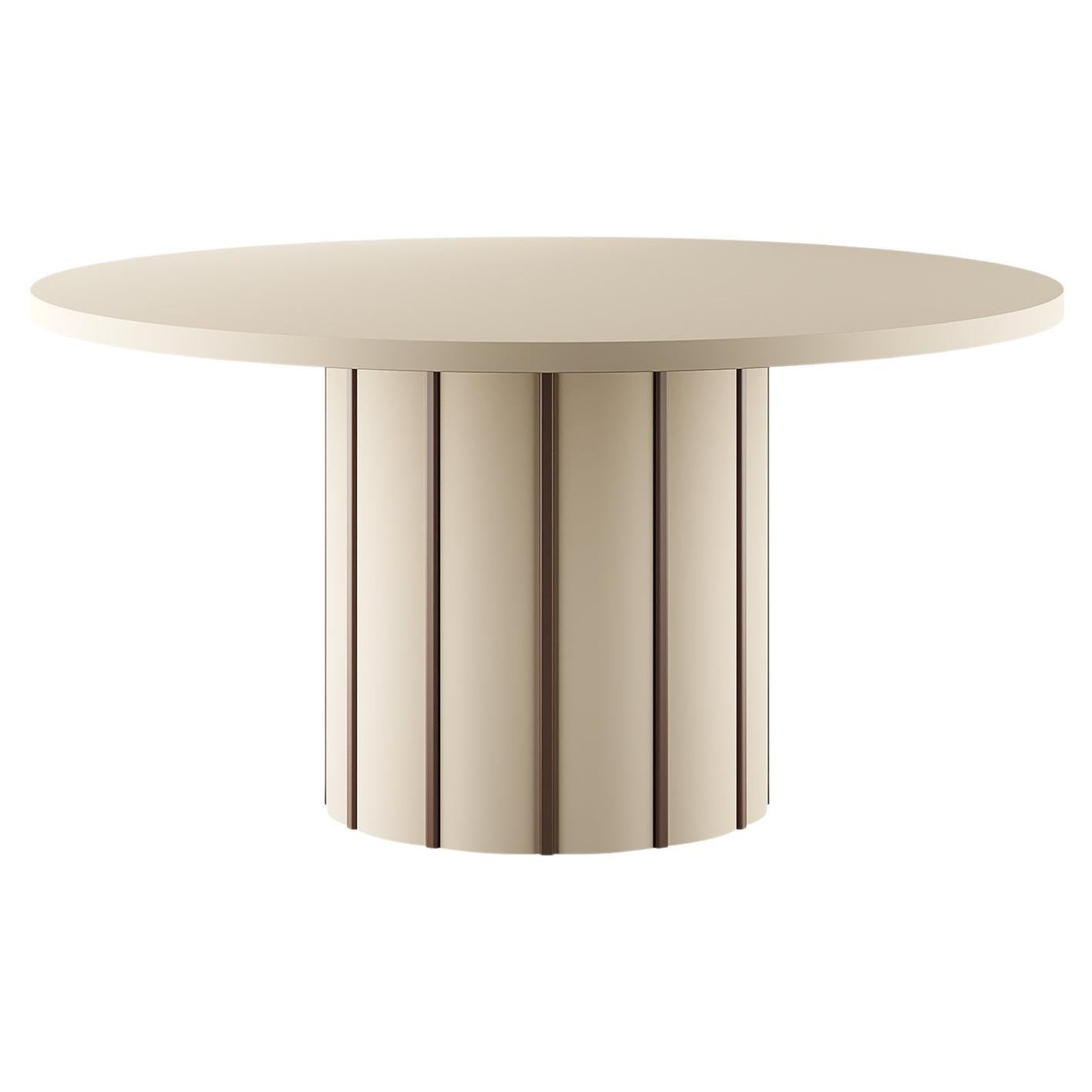 Contemporary Burtalist Micro-Cement Round Dining Table Pedestal Sand Color For Sale