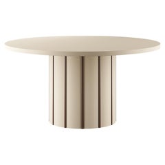 Contemporary Burtalist Micro-Cement Round Dining Table Pedestal Sand Color