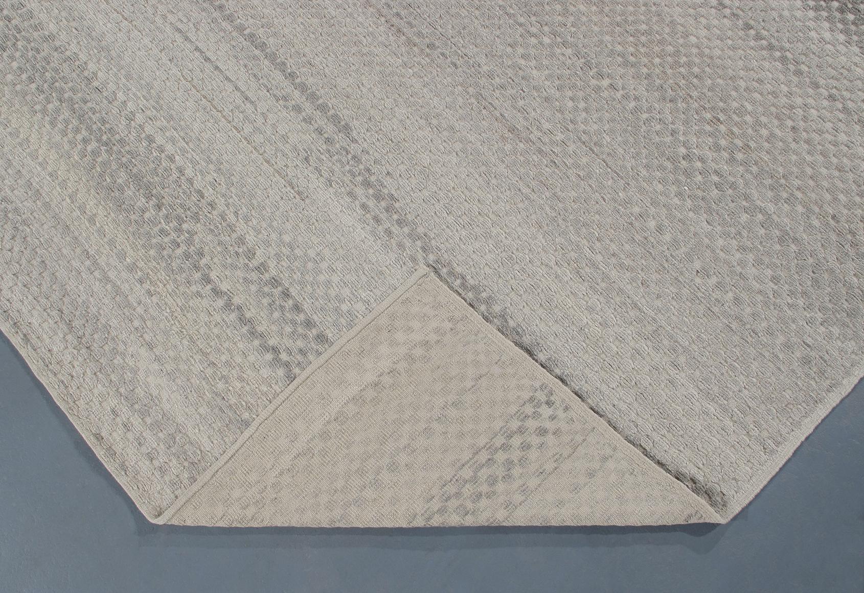 Alfombra Contemporánea de Estilo Moderno de Mediados de Siglo y Relieve de Estilo Tribal Lana en venta