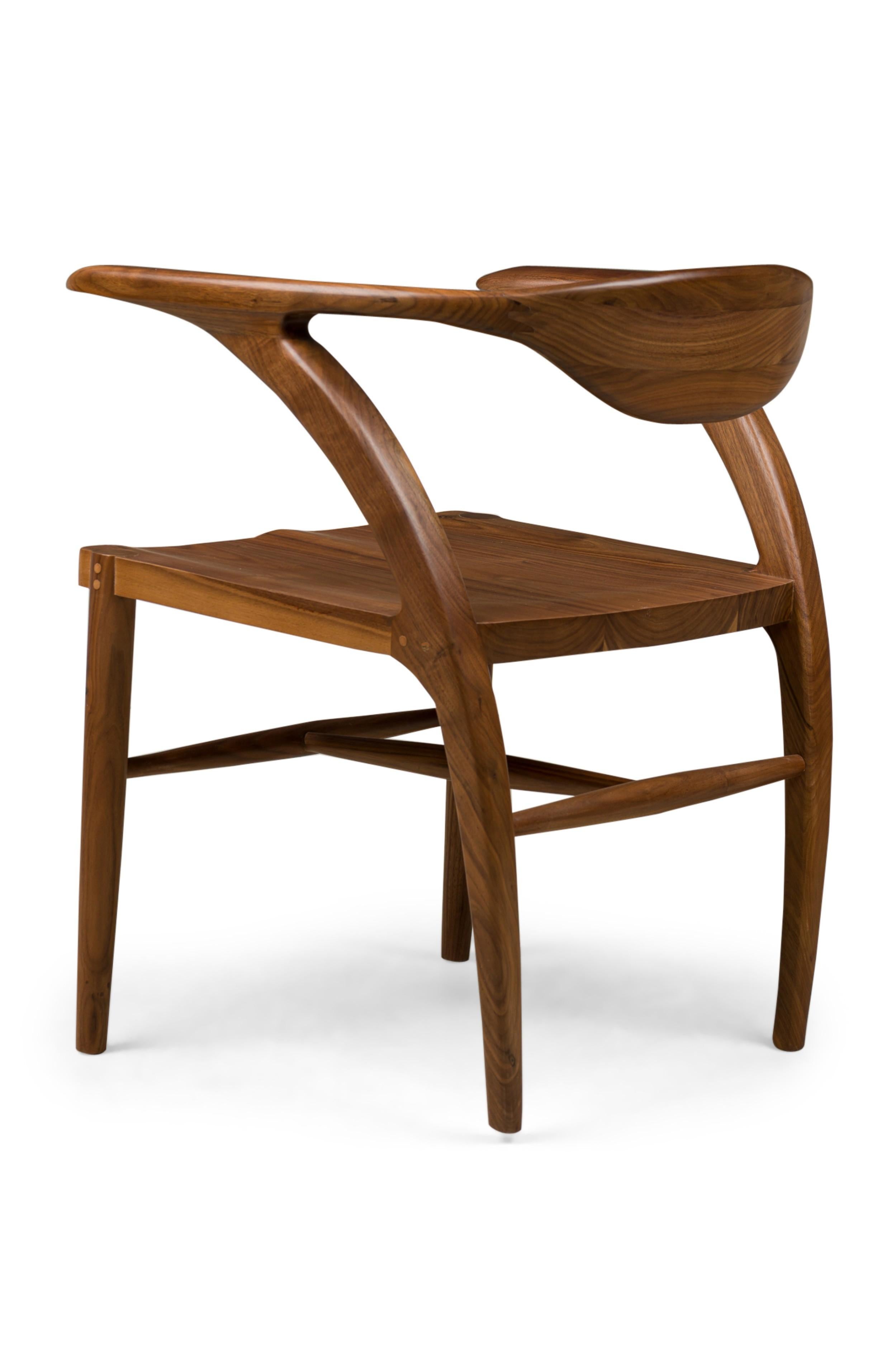 Contemporary Mid-Century-Style Walnut U-Back Dining Armchair In Good Condition For Sale In New York, NY