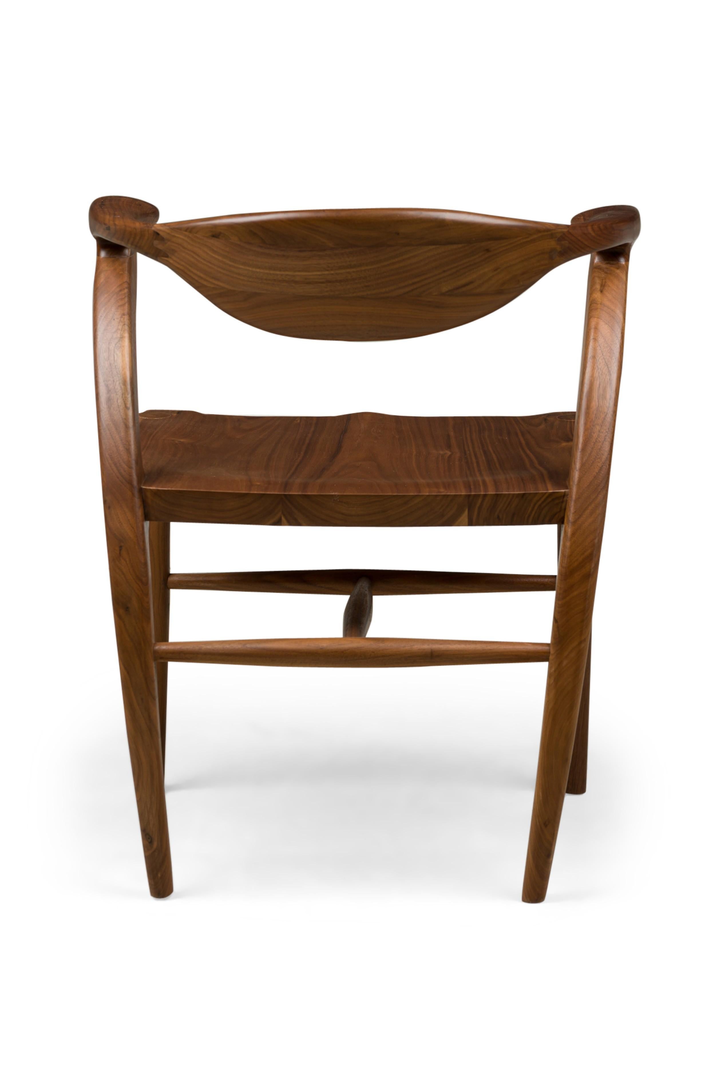 Wood Contemporary Mid-Century-Style Walnut U-Back Dining Armchair For Sale